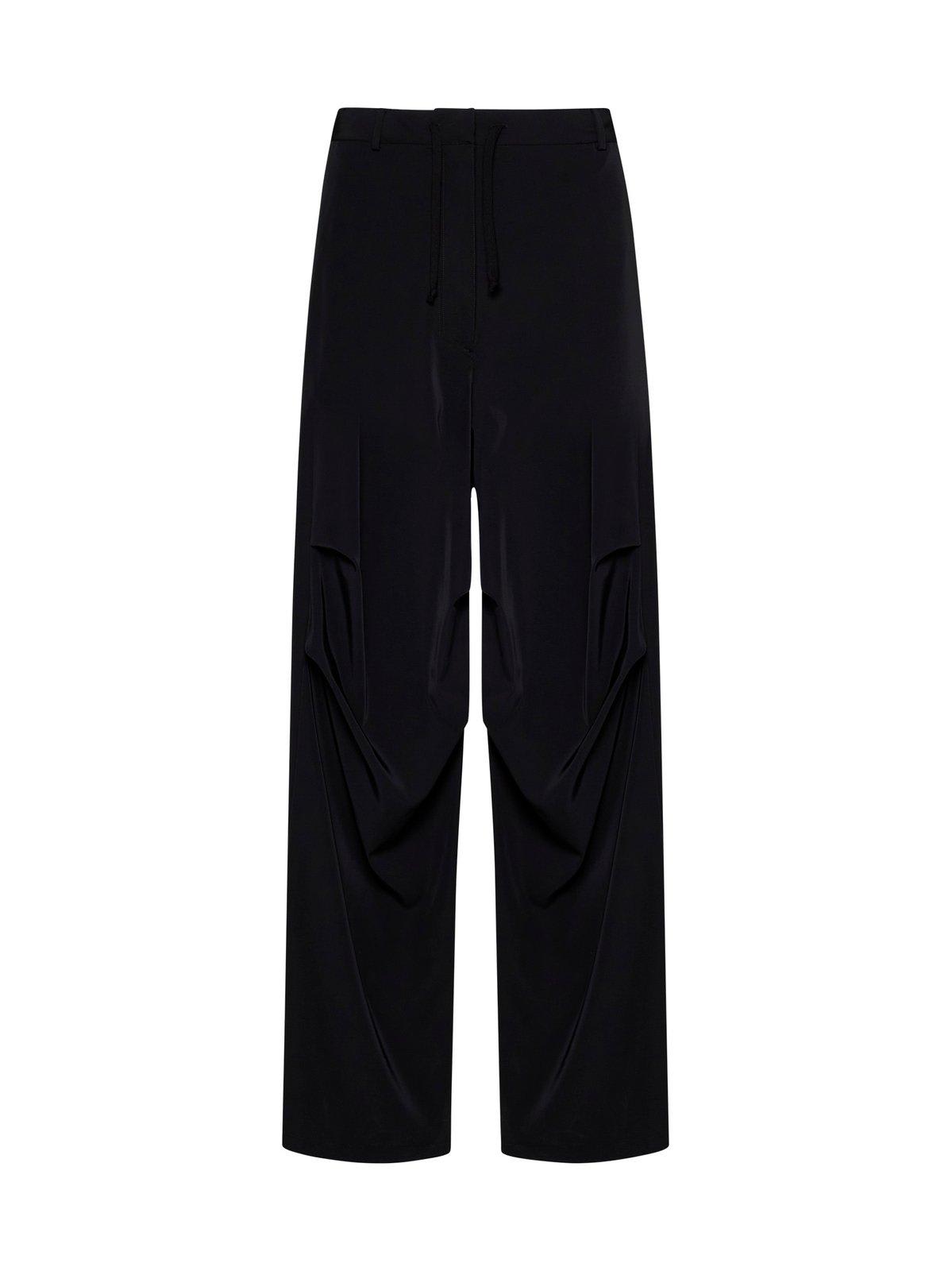 Gather Detailed Twill Wide Leg Trousers