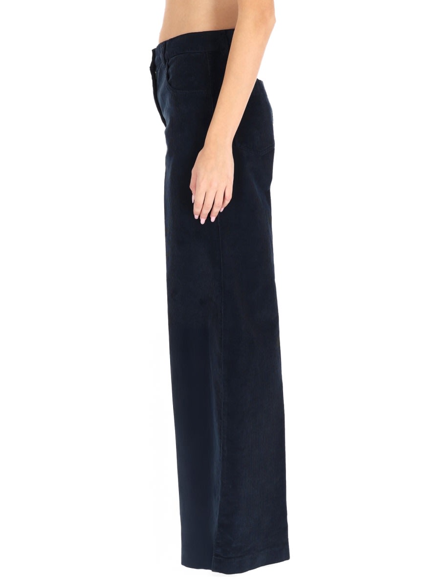 Aspesi Relaxed Fit Wide-leg Trousers Pockets In Blue
