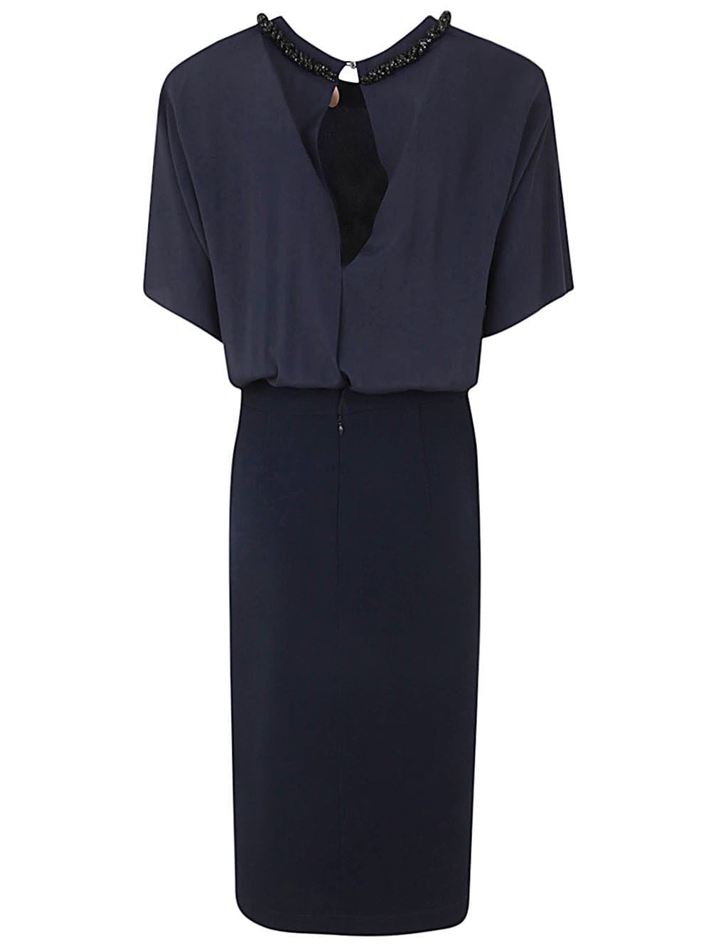 Shop N°21 Midi Dress With Pencil Skirt And Shirt Neck In Dark Blue