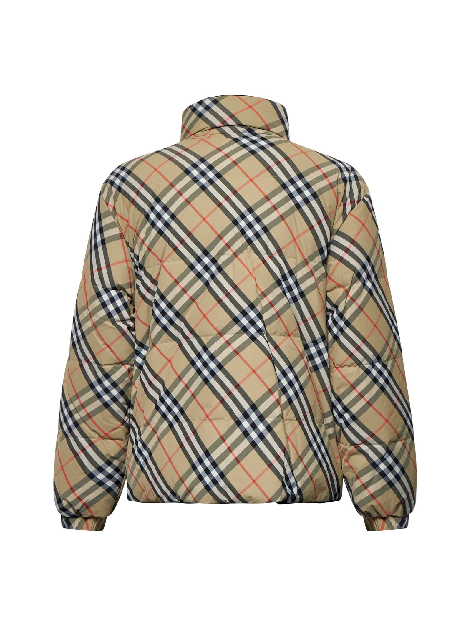 Shop Burberry Down Jacket In Sand Ip Check