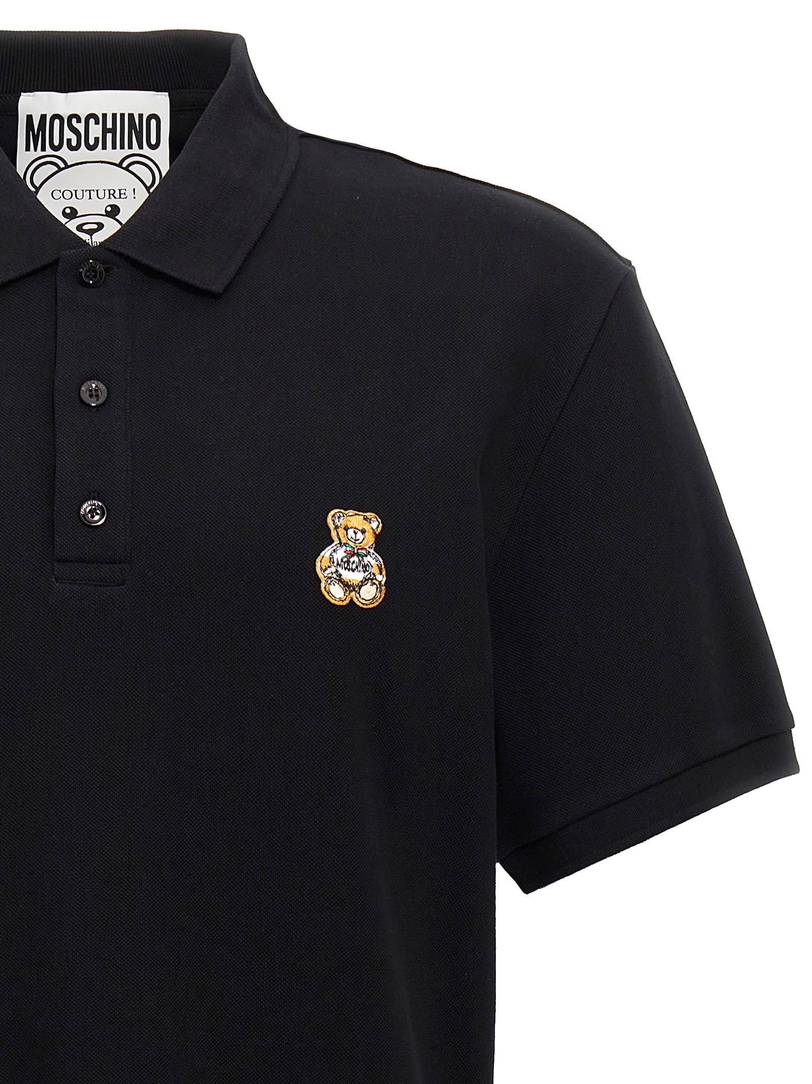 Shop Moschino Teddy Polo Shirt In Black