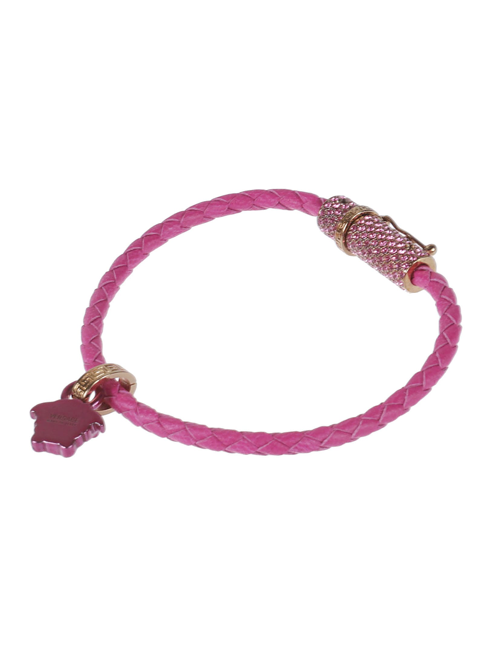 Shop Versace Medusa Bracelet In Glossy Pink