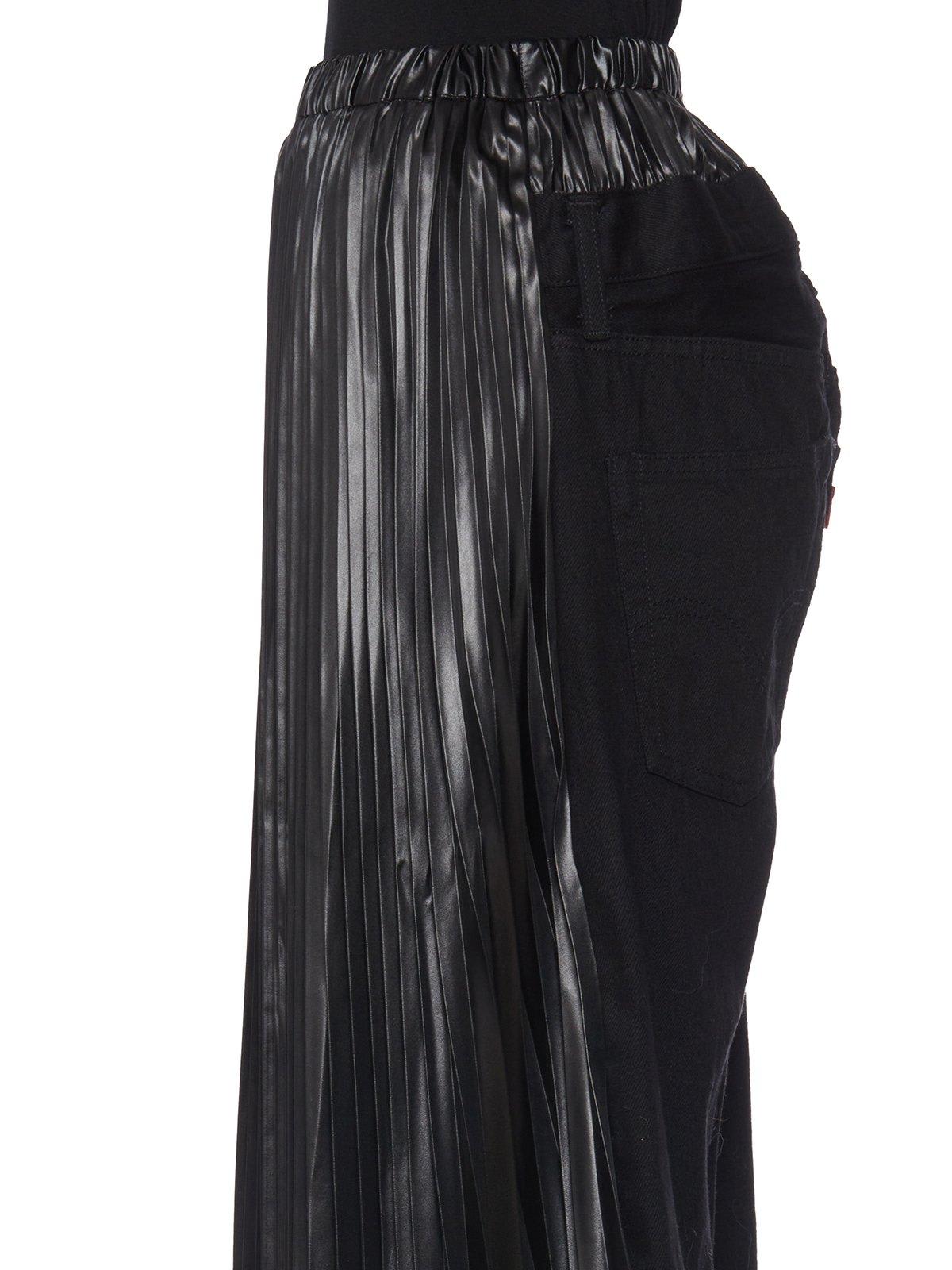 Shop Junya Watanabe Pleated Straight Hem Trousers In Black