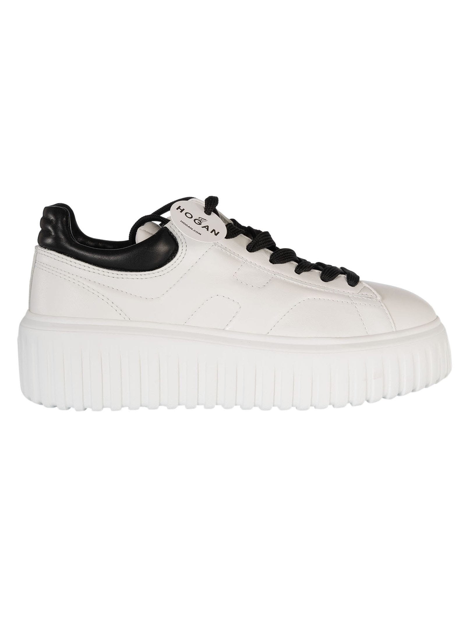 Shop Hogan H-stripes Sneakers In White/black