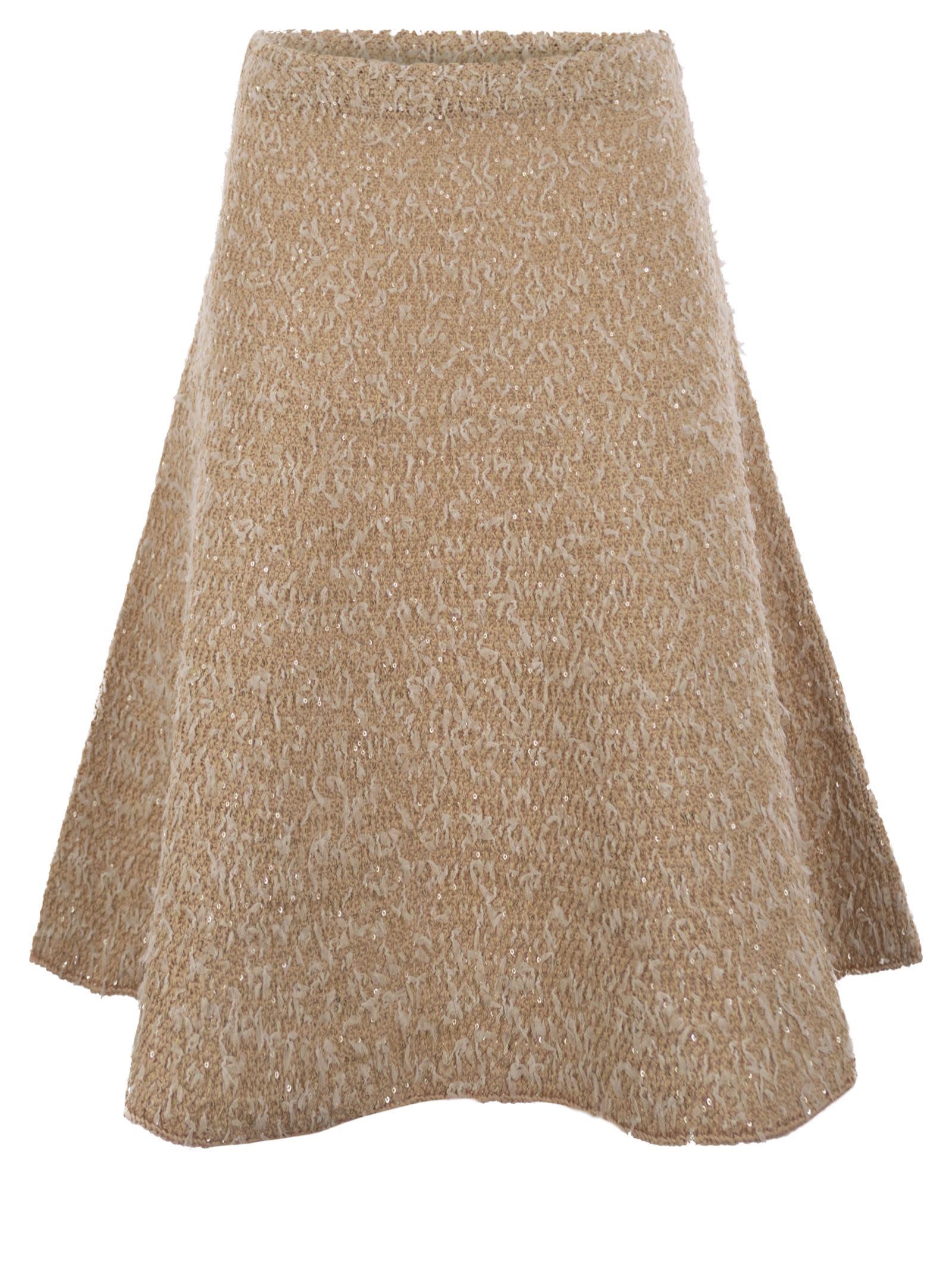 Shop Fabiana Filippi Tweed Effect Flared Skirt In Beige