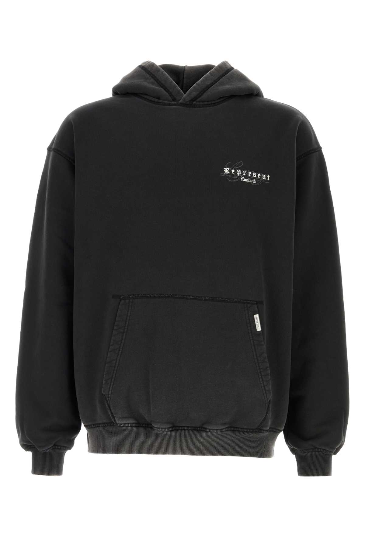 Represent Oversized Hooded Sweatshirt Kangaroo Pocket In Black