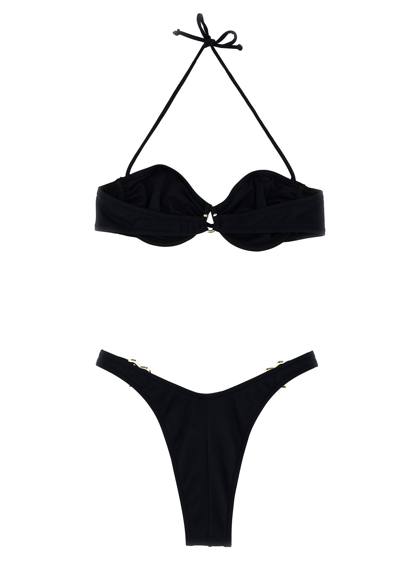 Rotate Birger Christensen Reina Olga Halter Neck Bikini Set In Black