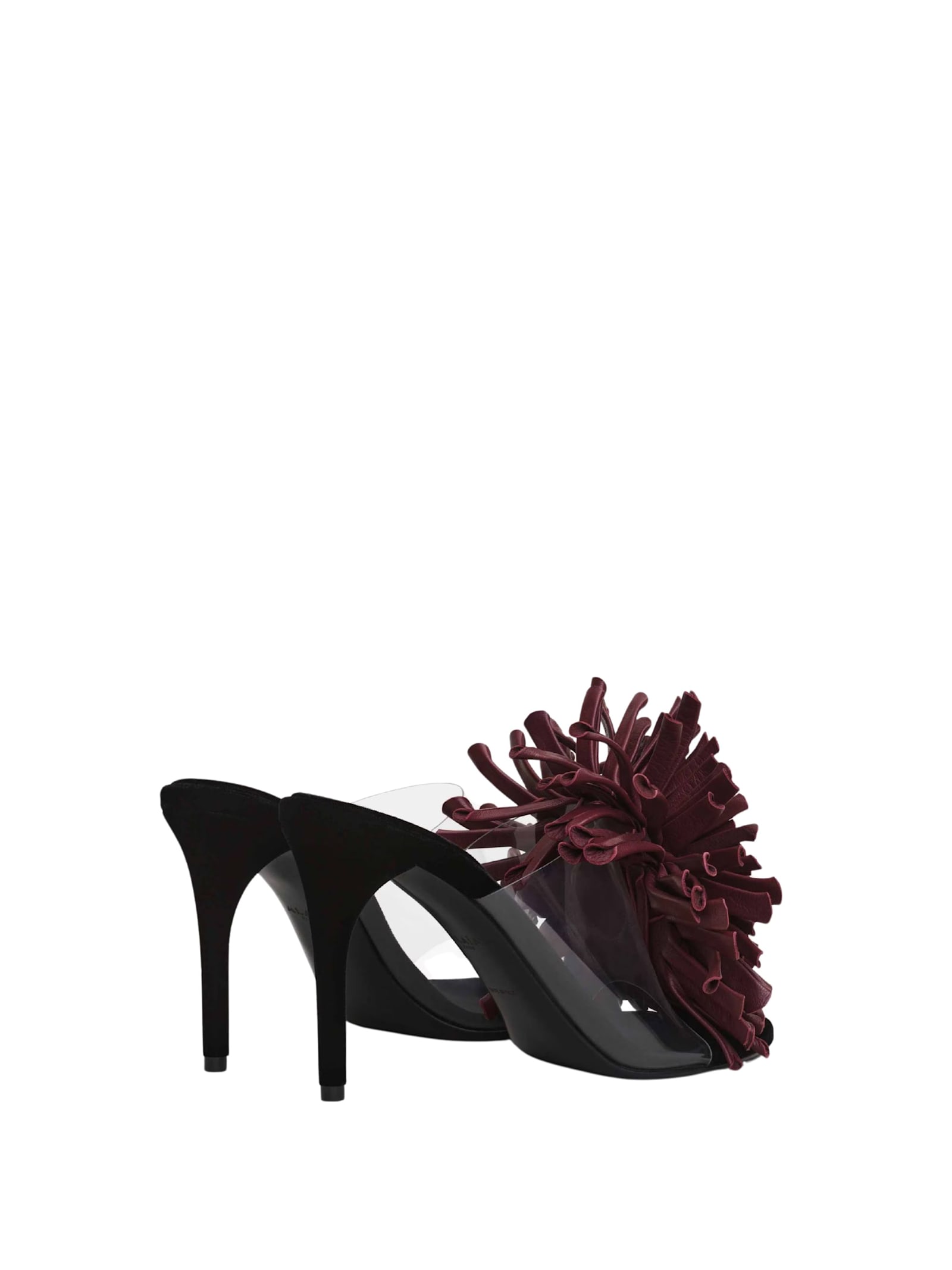 Alaïa Stiletto Heel Asymmetrical Open Toe Sandal In Burgundy