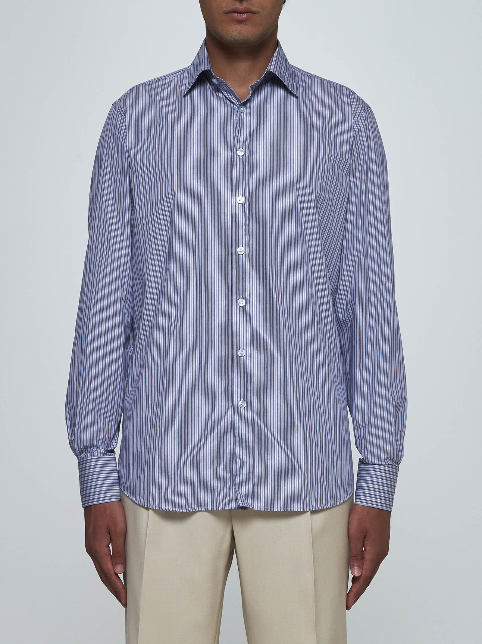 Shop Etro Striped Cotton Shirt In Blue