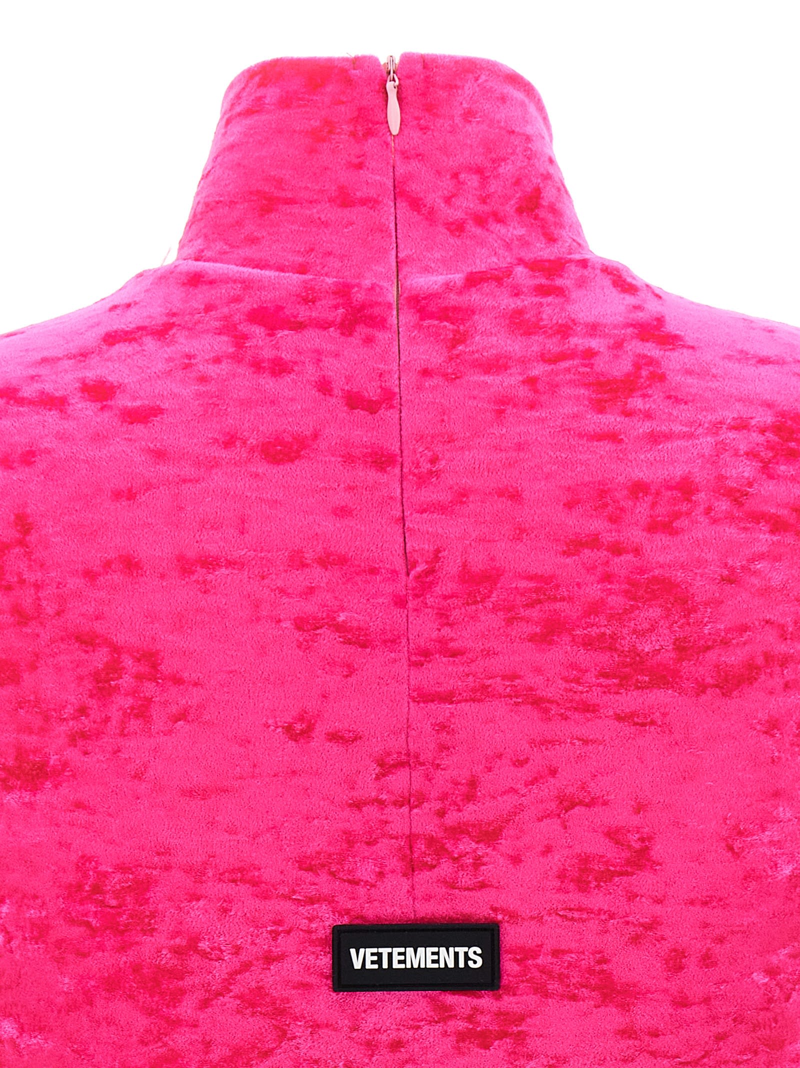 Shop Vetements Velvet Styling Mini Dress In Fuchsia