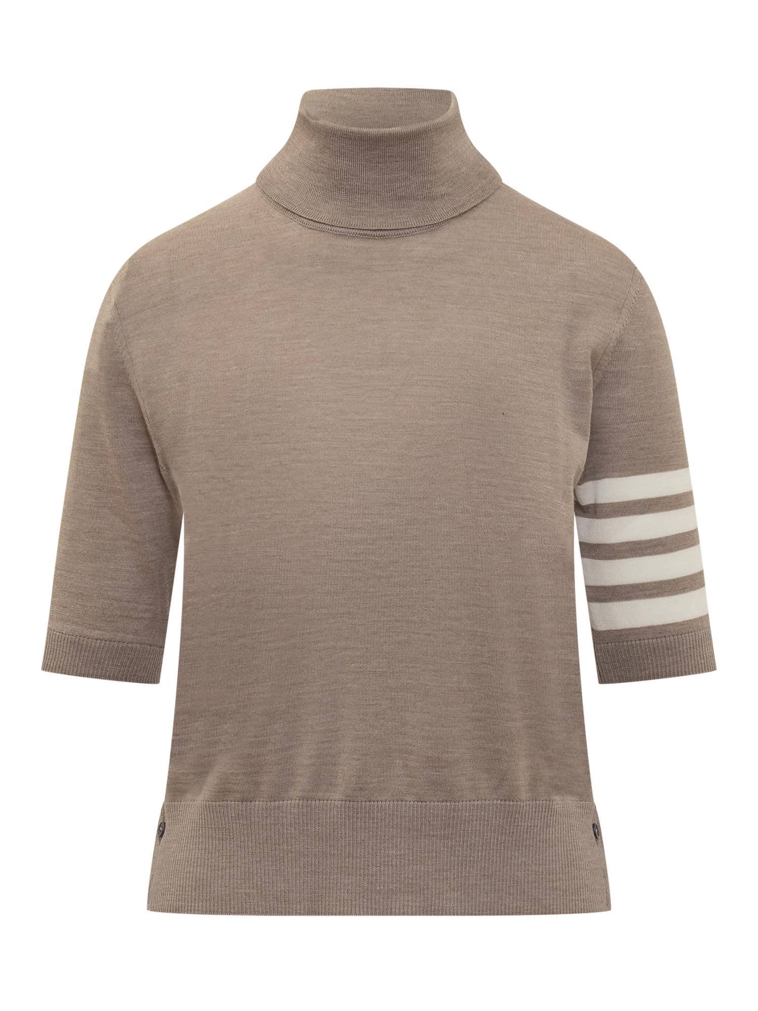 Shop Thom Browne Turtleneck Sweater In Med Brown