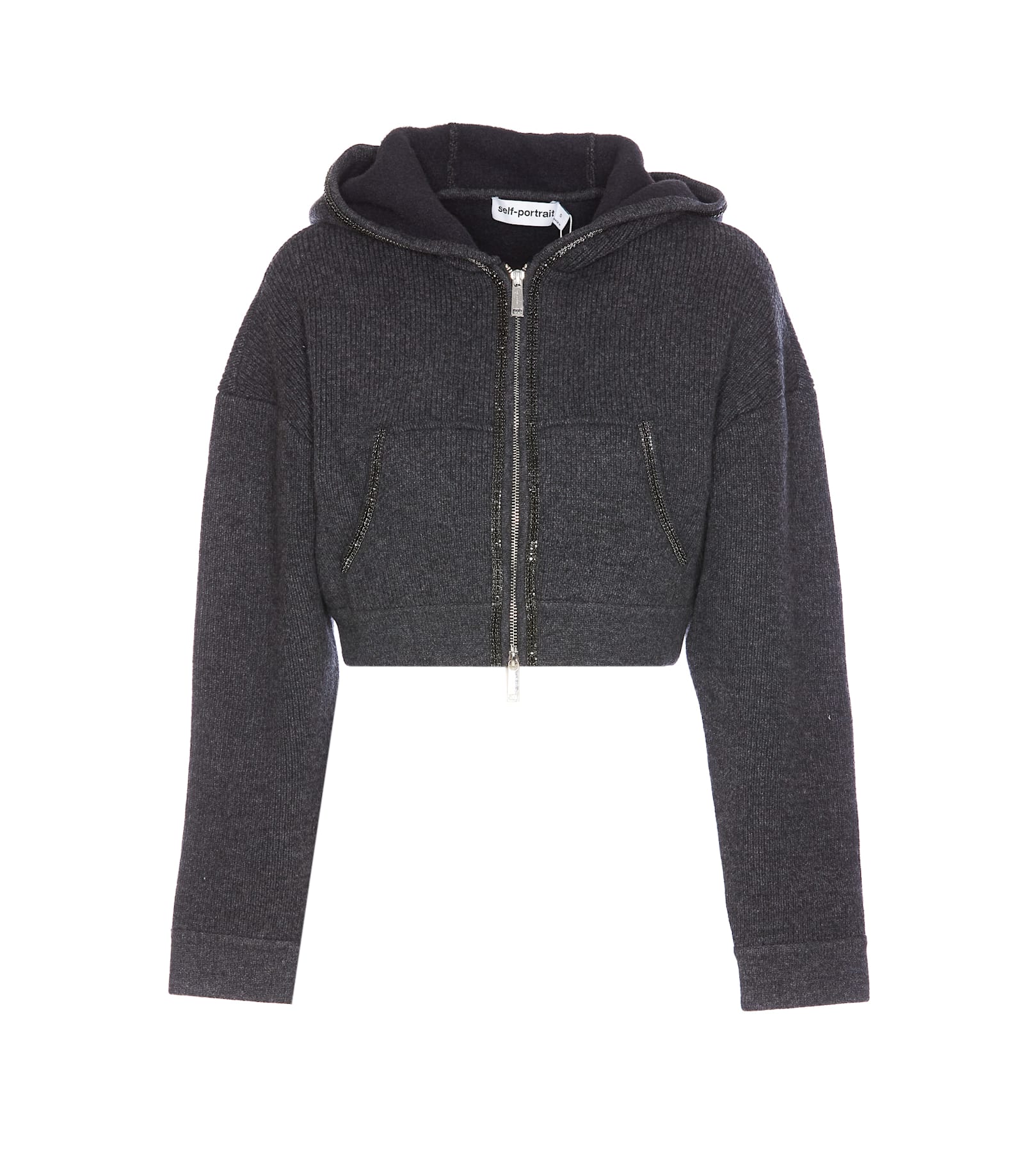 Knit Cropped Zip Hoodie