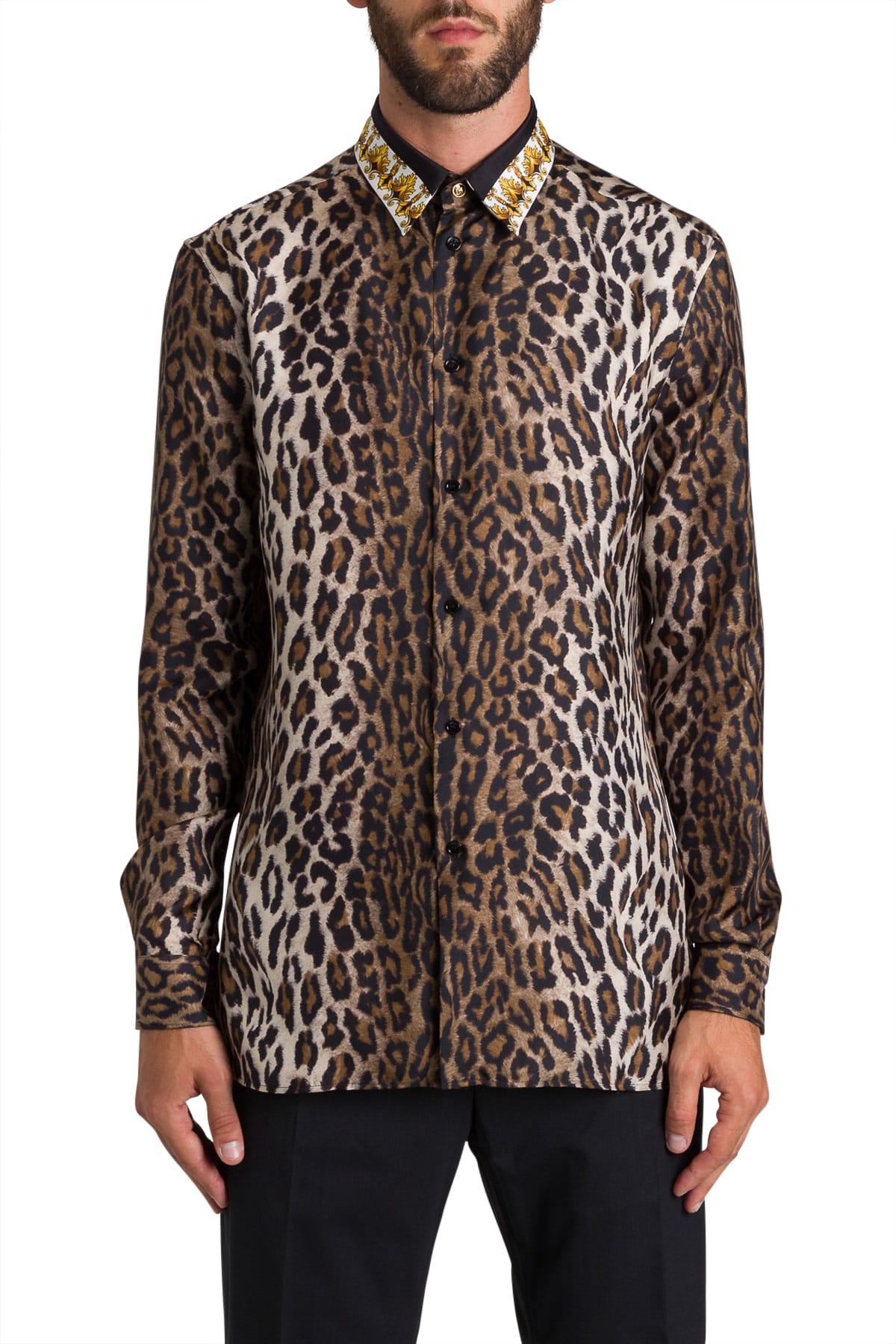 Versace Versace Leopard Sil Shirt - Multi - 11016491 | italist