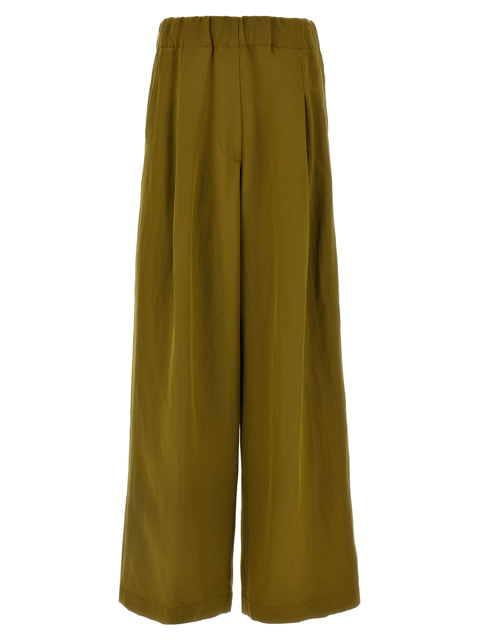Dries Van Noten Trousers Wide Leg Elastic Waistband In Green