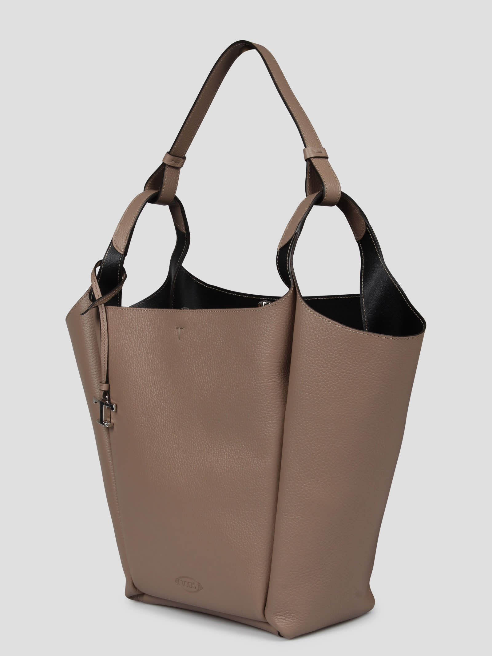 Shop Tod's Logo Bucket Bag In Nude & Neutrals