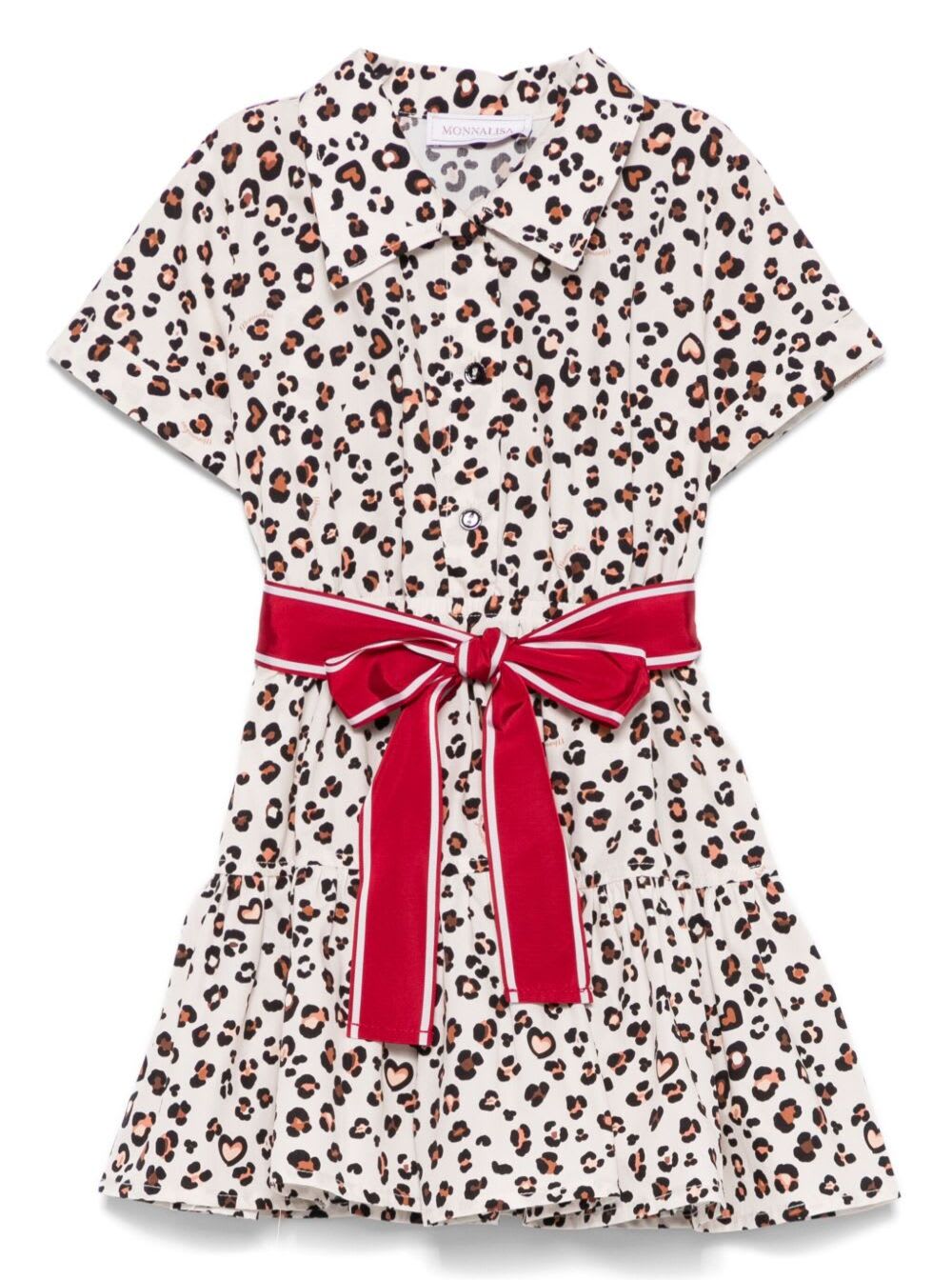 Monnalisa Leopard-print Dress In Multicolor