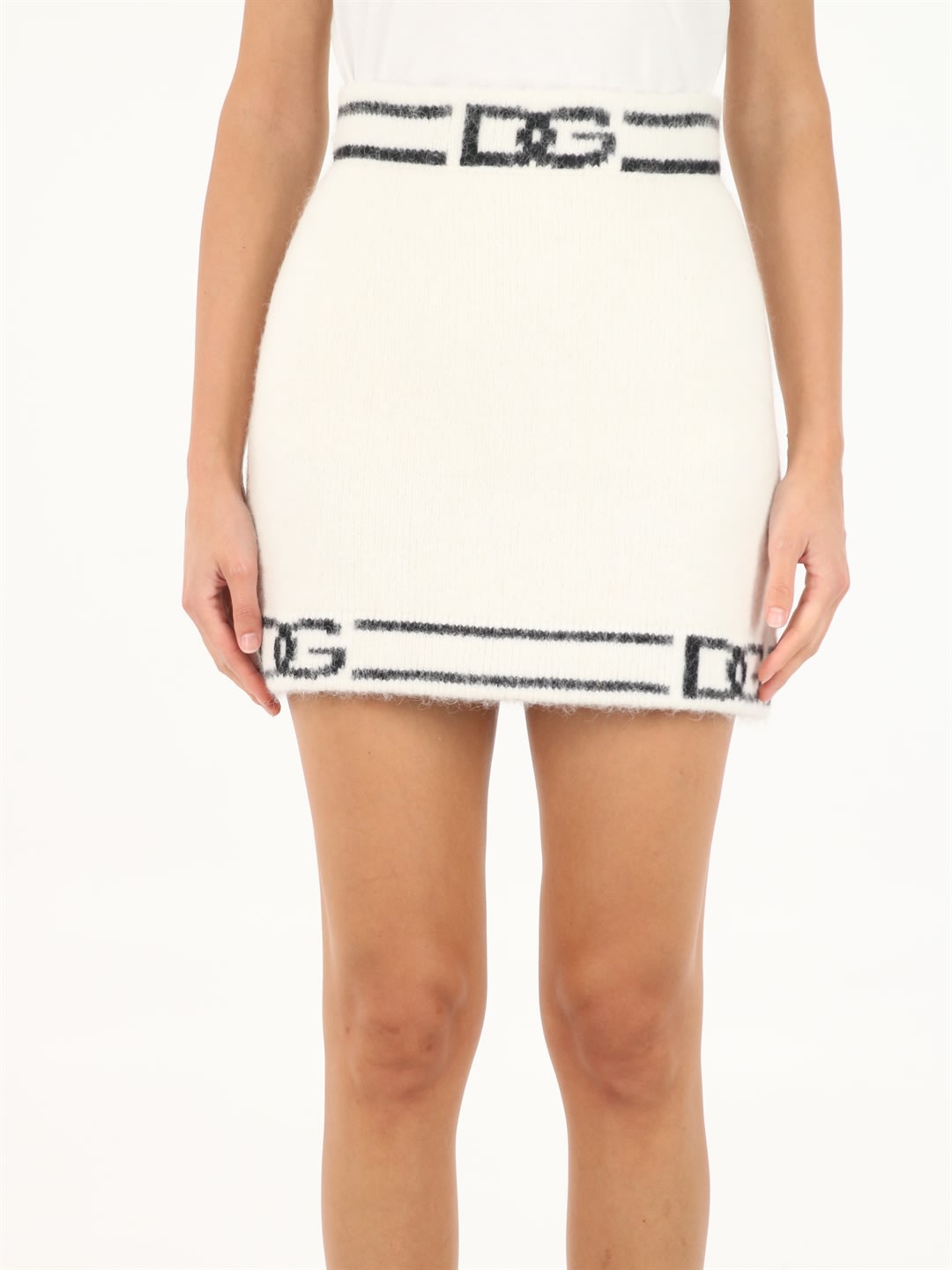 Dolce & Gabbana Knitted Mini Skirt With Dg Inlay