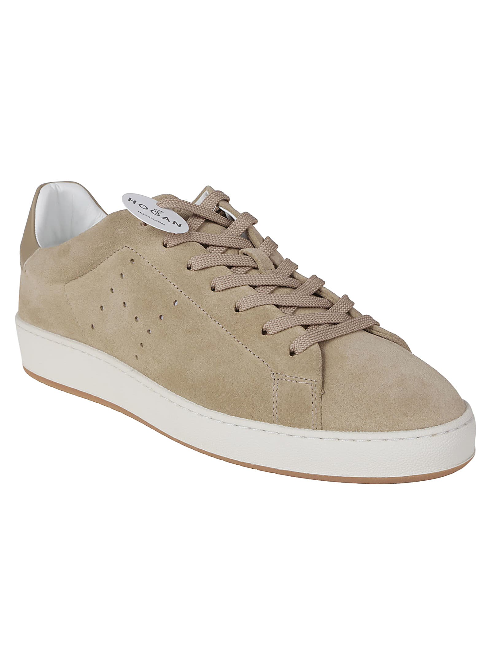 Hogan Rubber Sole Sneakers Perforated Detailing In Natural