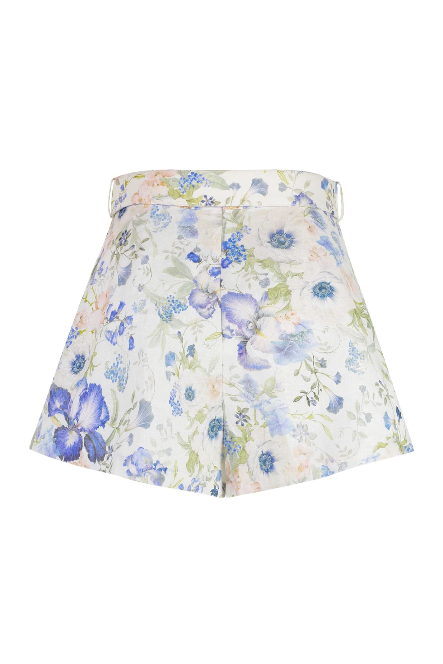 Shop Zimmermann Natura Printed Linen Shorts In Blue Garden Print