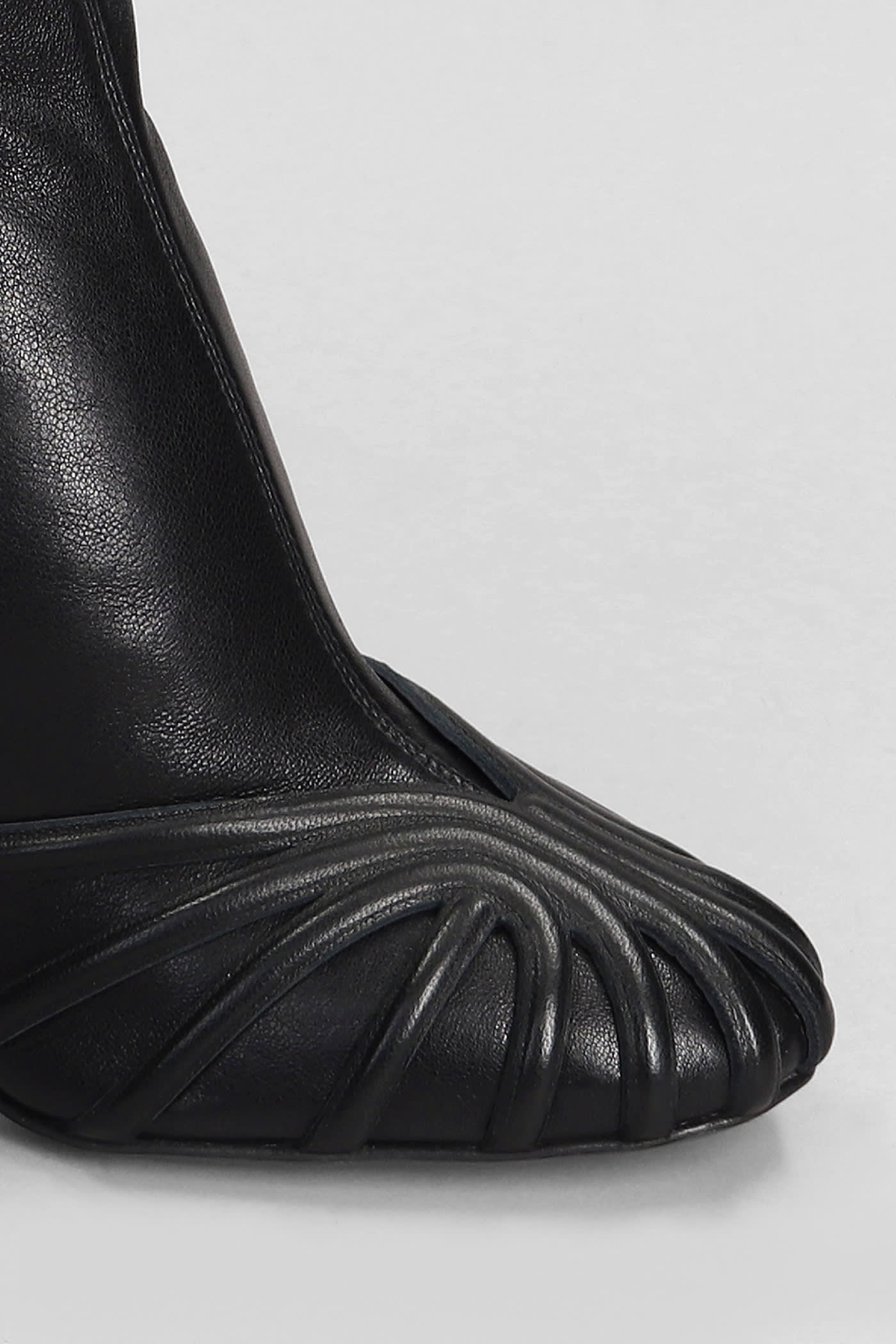 ALEVÌ IMAN 095 HIGH HEELS ANKLE BOOTS IN BLACK LEATHER 