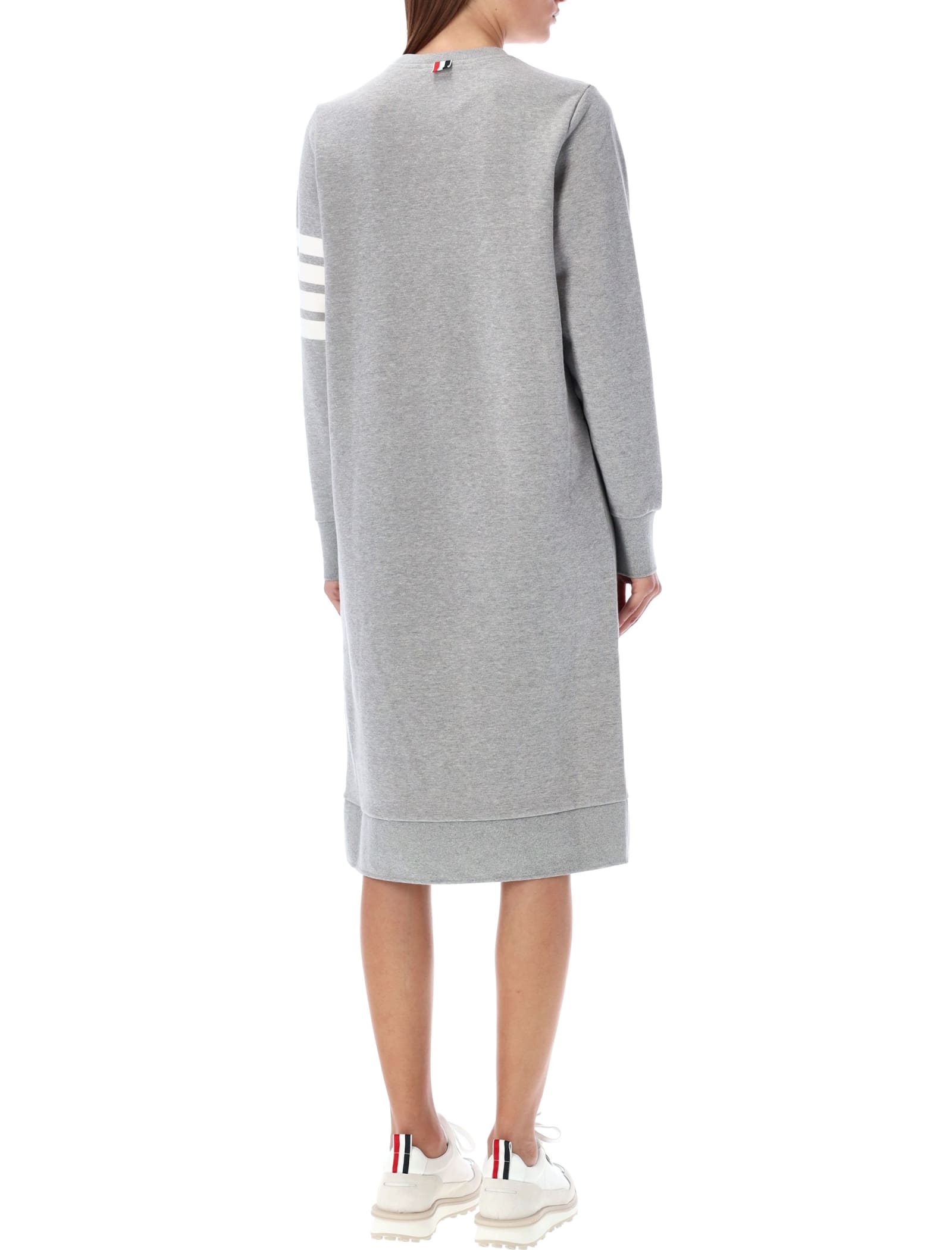 Shop Thom Browne Below Knee Sweater Dress In Lt Grey