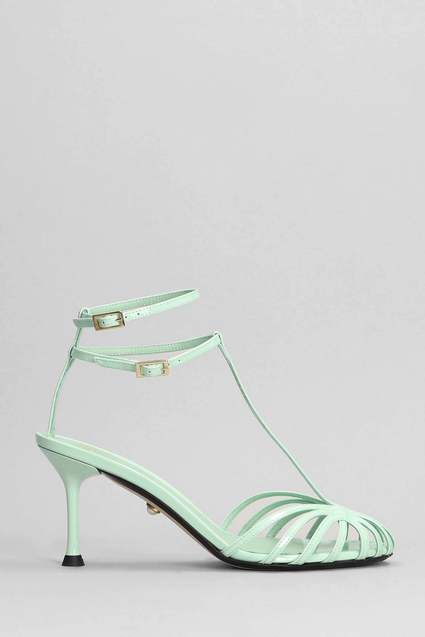 Jessie 075 Sandals In Green Patent Leather