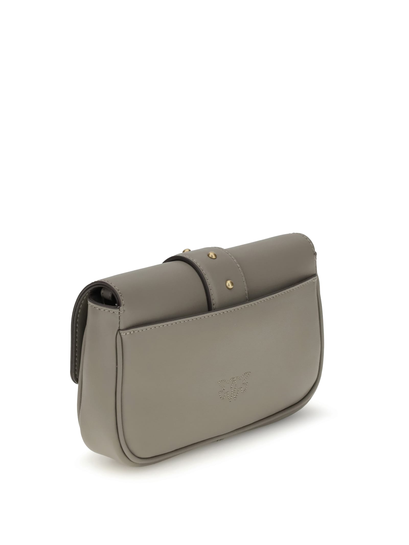Pinko Mini Love Birds-detail Shoulder Bag In Gray