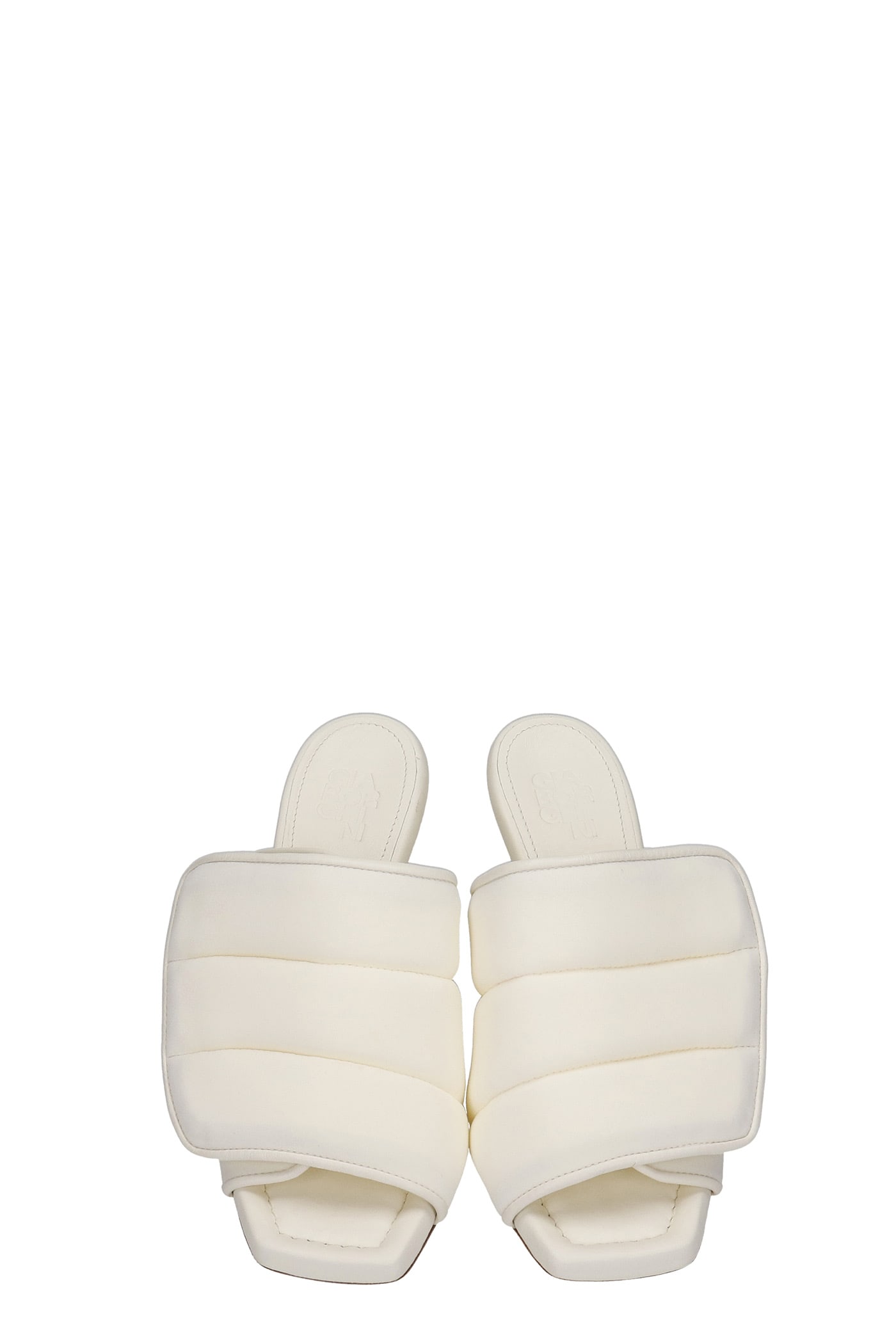 GIA BORGHINI GIA 4 SANDALS IN WHITE LEATHER AND FABRIC