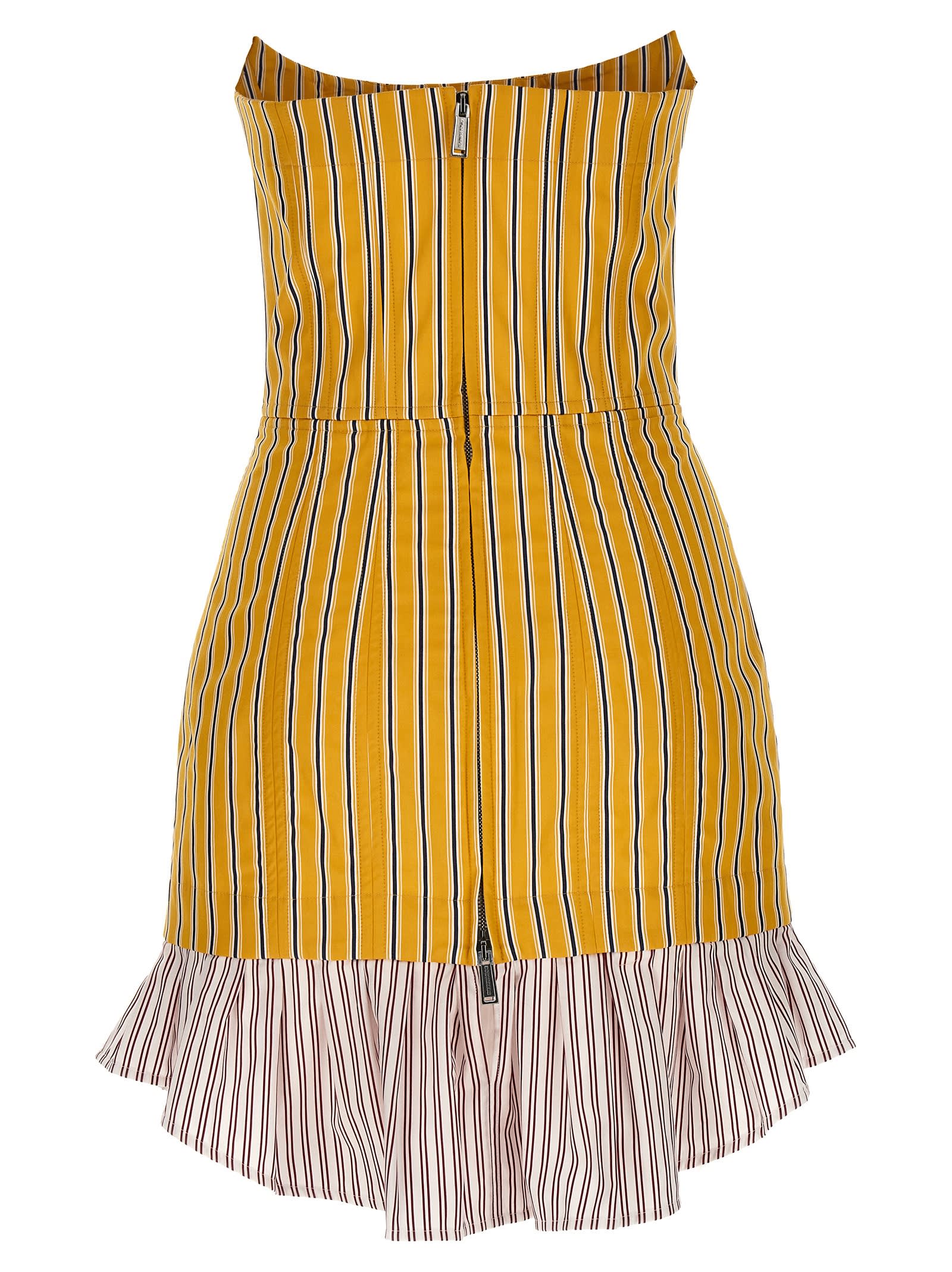 Shop Dsquared2 Striped Corset Dress In Multicolor
