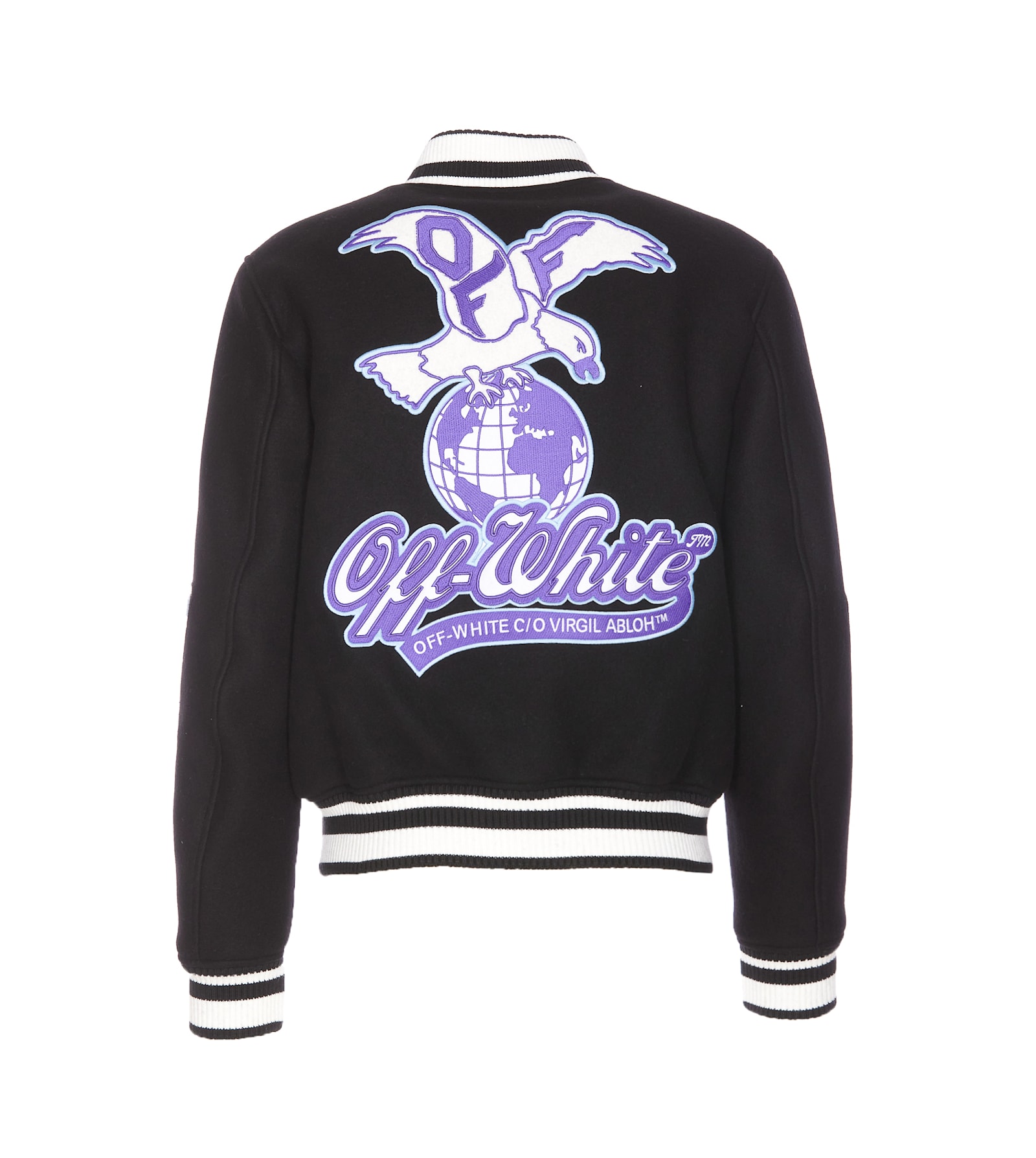 Off-white Off White Men Eagle Wool Varsity Jacket In Black