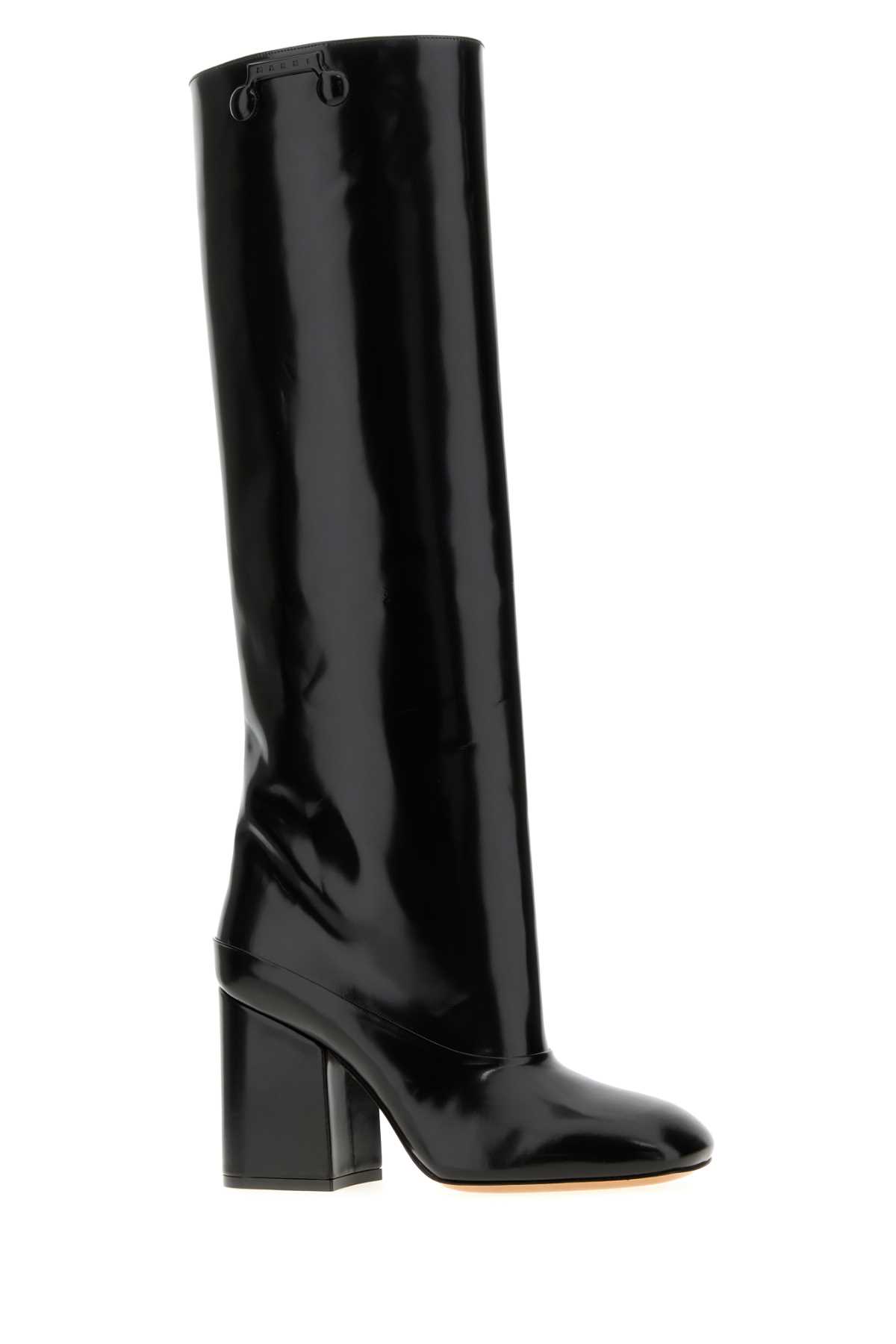 Marni Black Leather Trunkaroo Boots In Purple