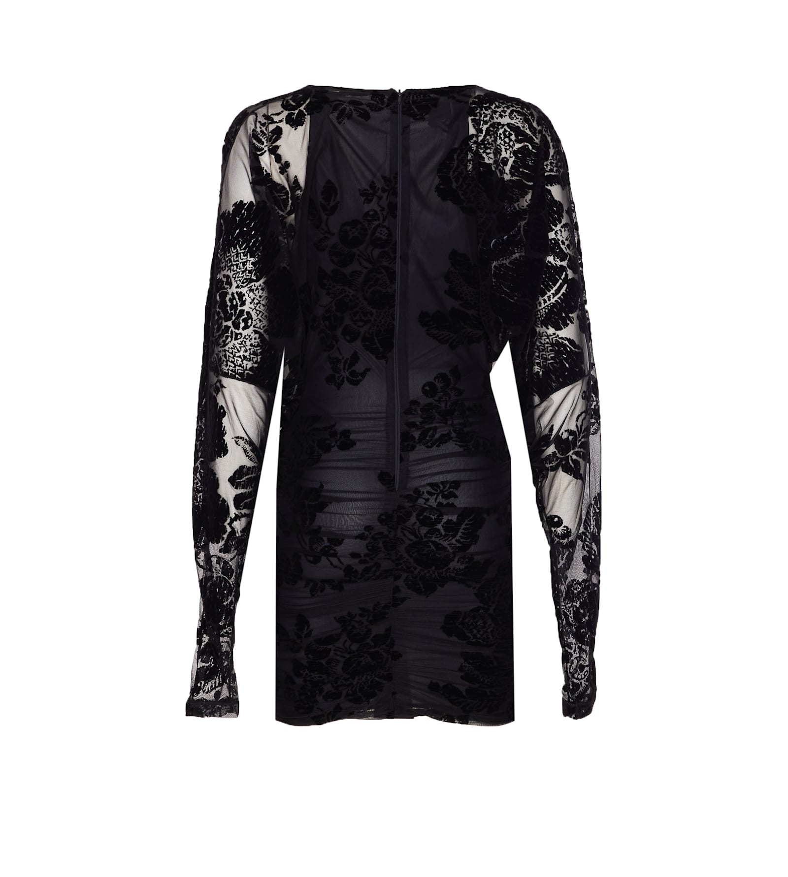 Pinko Mini Dress With Textured Floral Pattern In Black