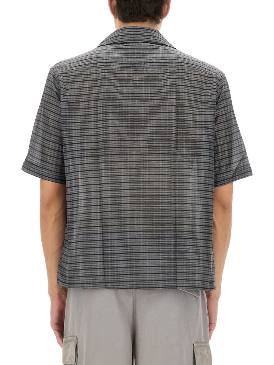 Our Legacy Heusen Checked Cotton And Silk Bowling Shirt In Grey