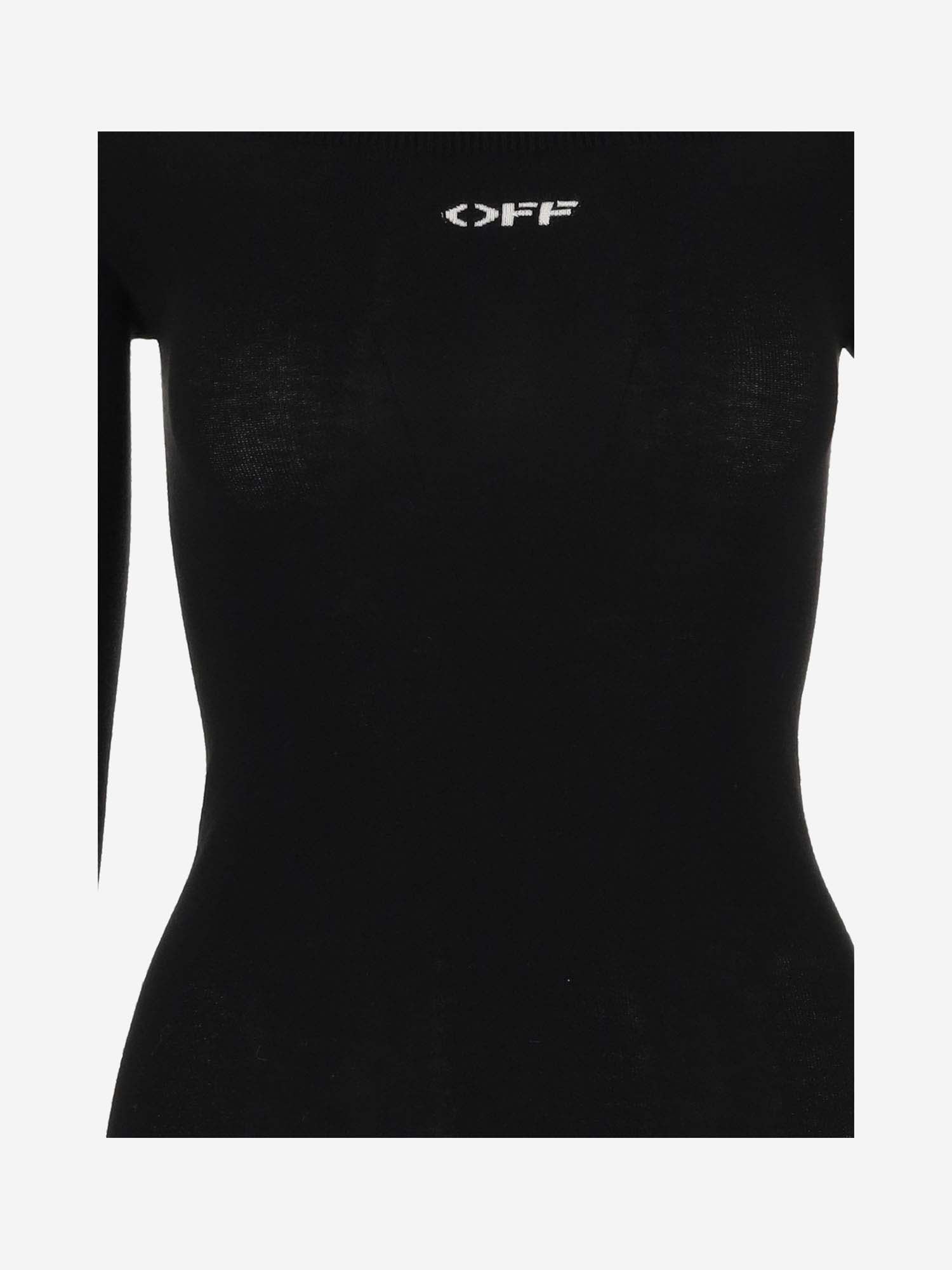 Shop Off-white Viscose Blend Dress In Black