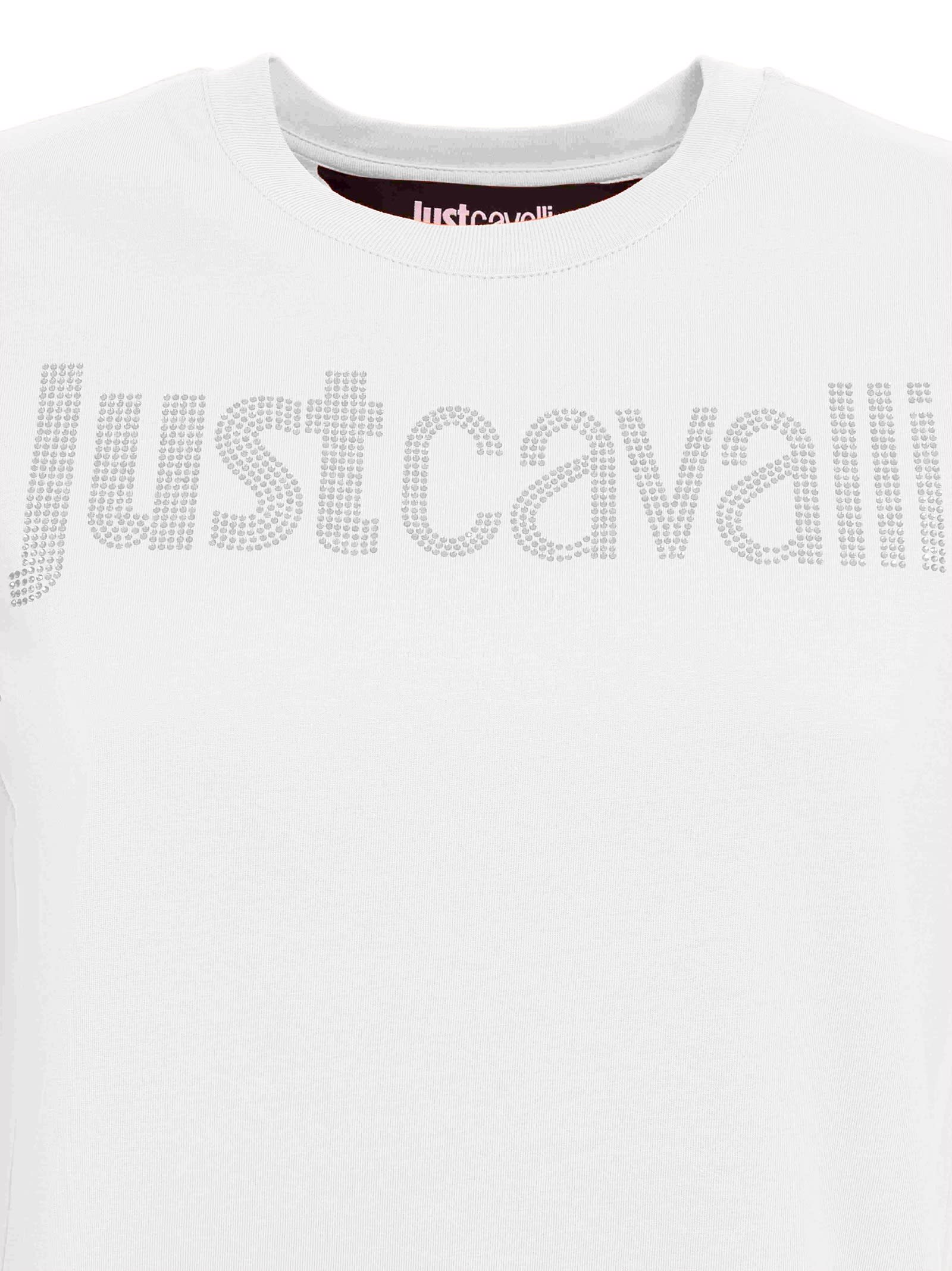 Just Cavalli Crystal-embellished T-shirt In White