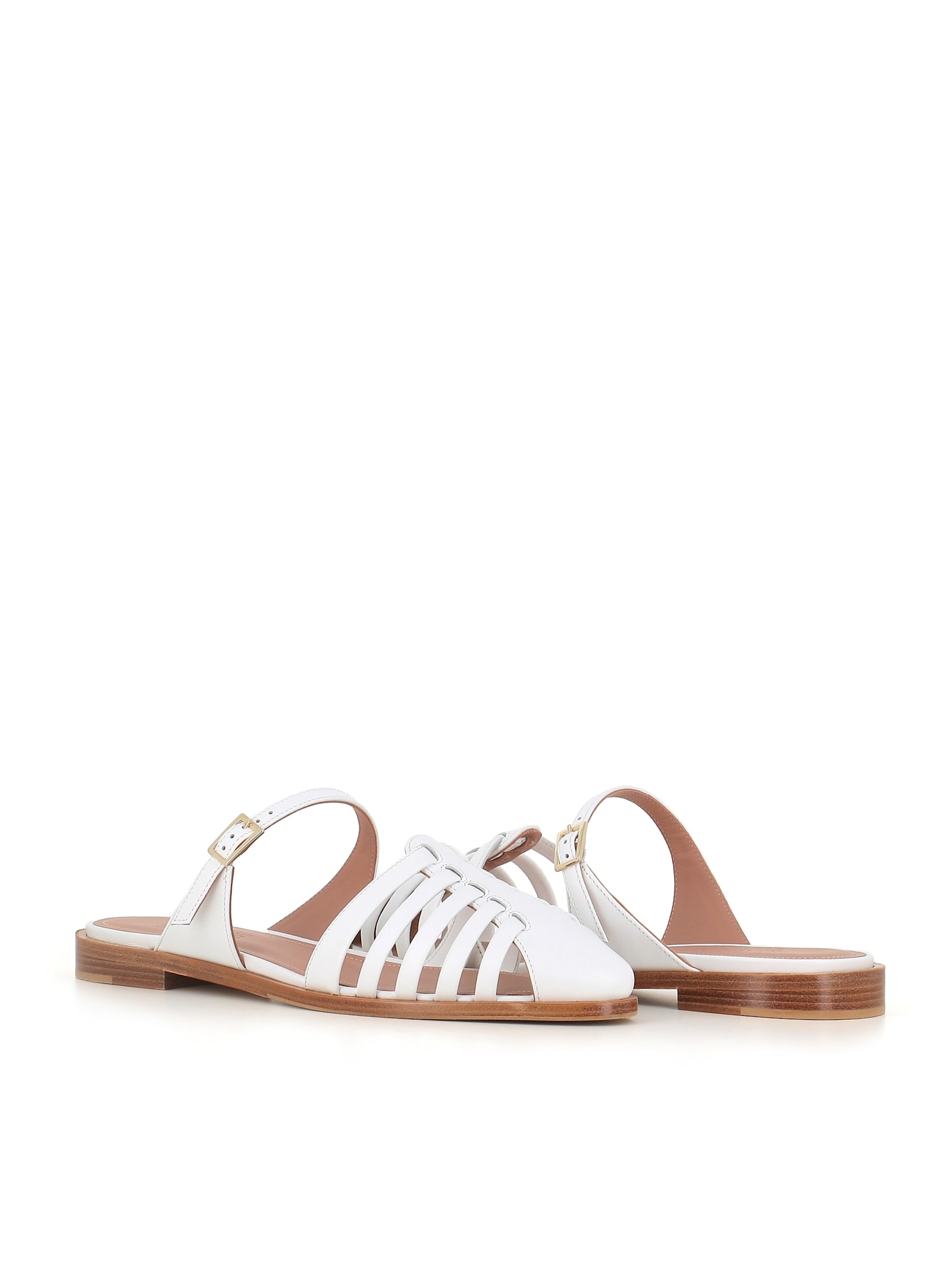 Malone Souliers Eleonora Leather Fisherman Mule Sandals In White