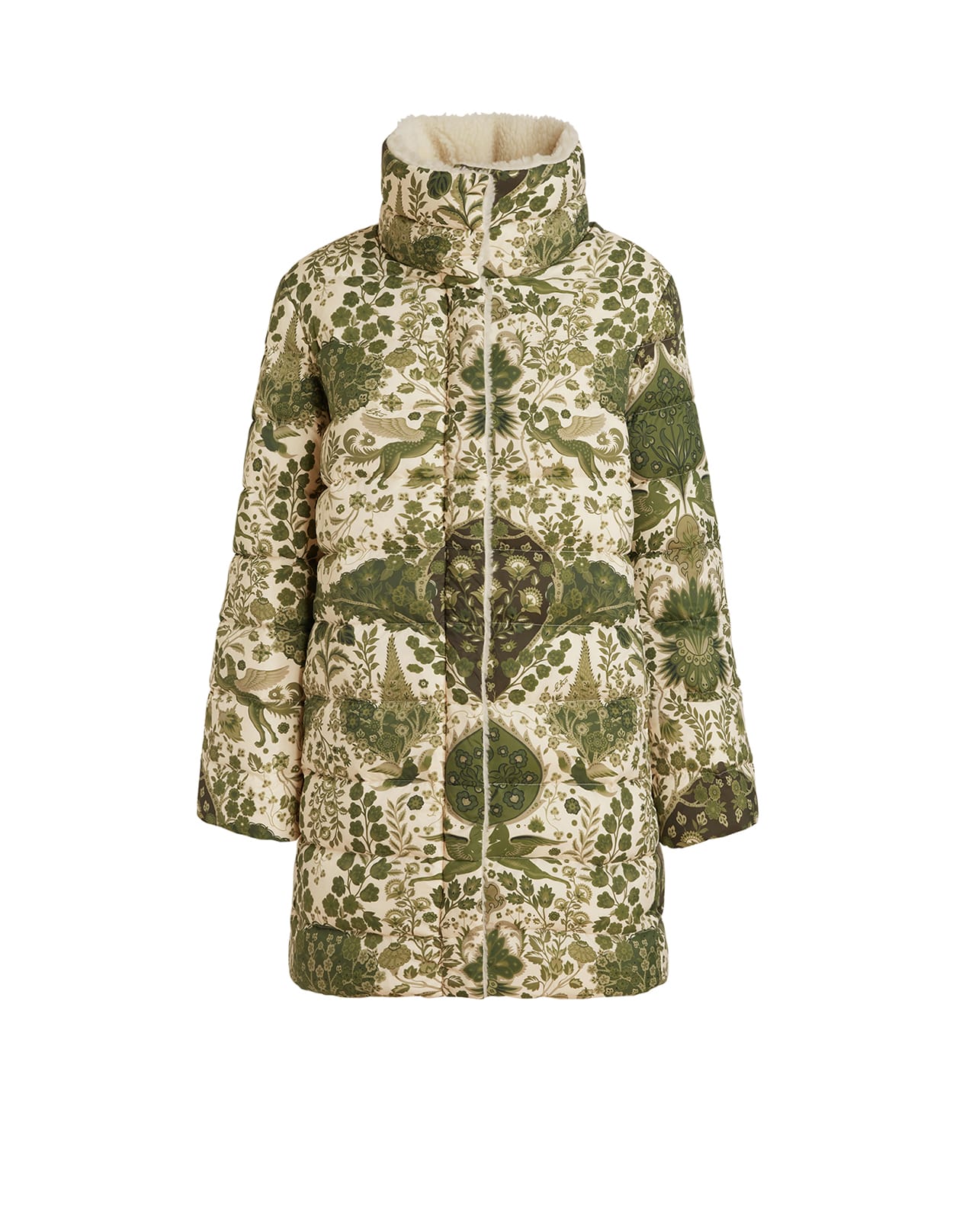 Etro Woman Reversible Coat With Green Placed Print