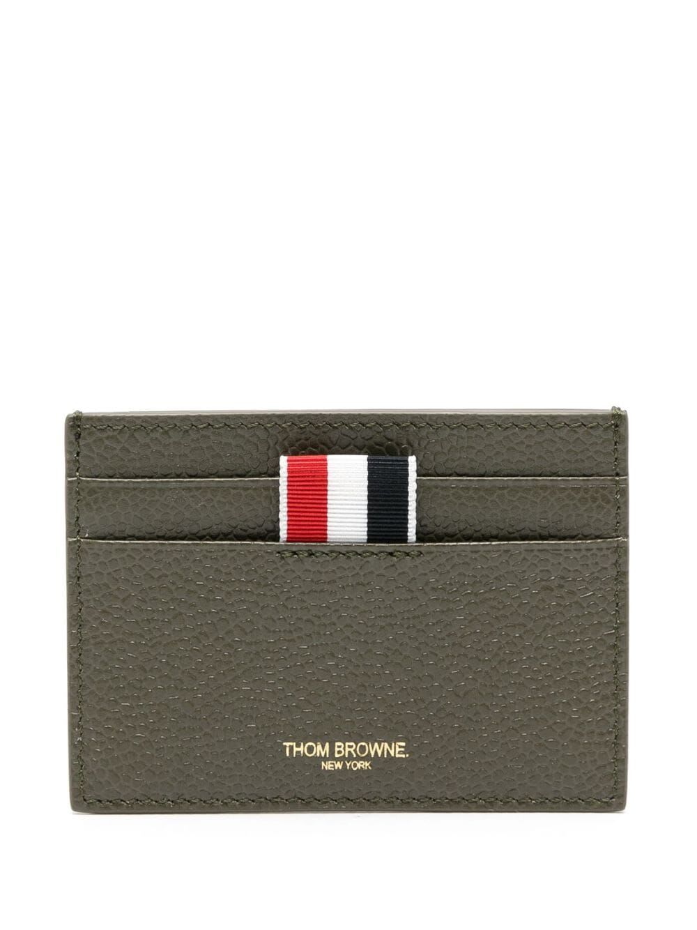 Thom Browne Single Card Holder In Pebble Grain Leather