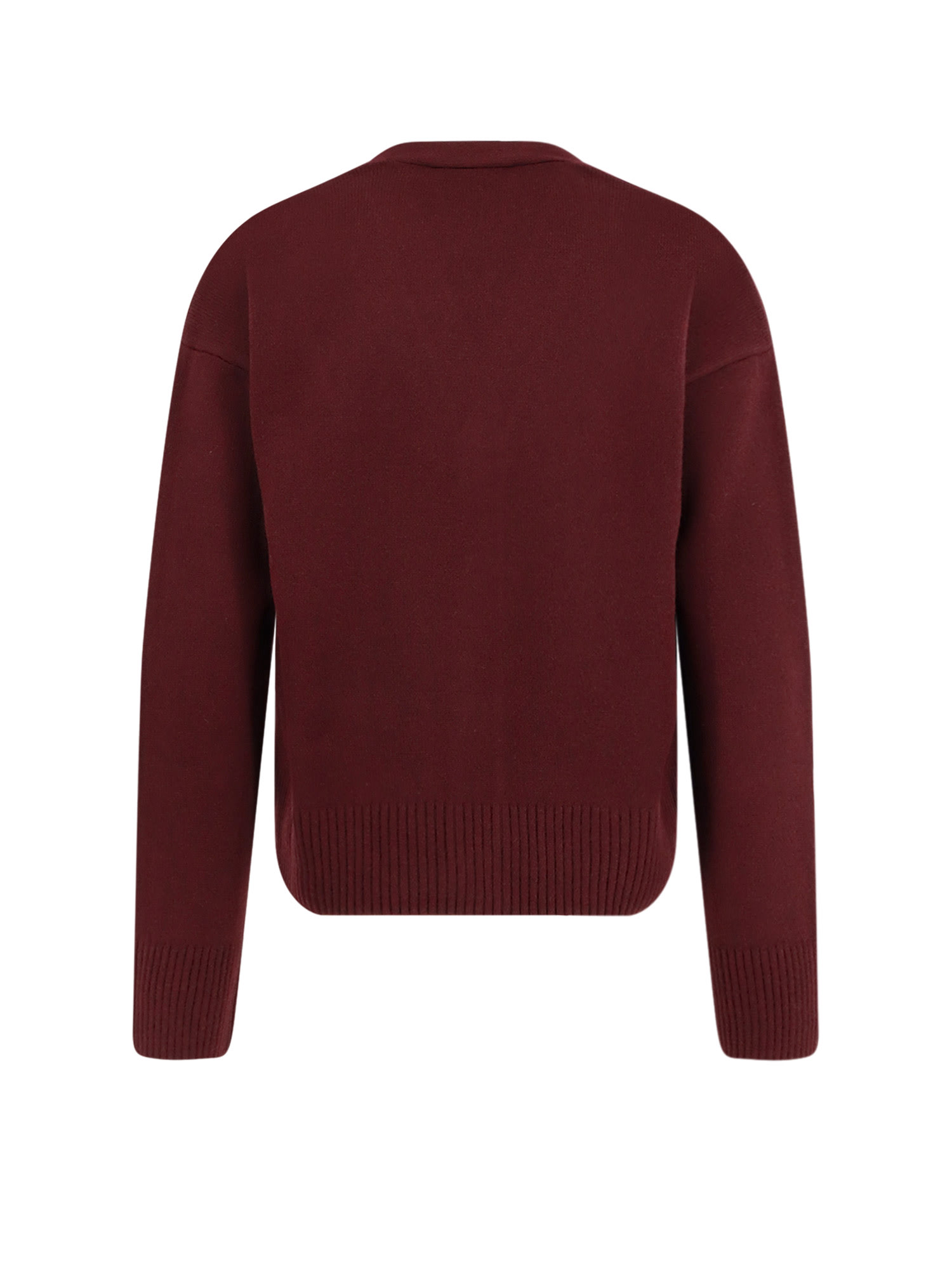 Ami Alexandre Mattiussi Ami Paris Cardigan Ami De Coeur Cherry Color In Wool And Cashmere Men In Burgundy