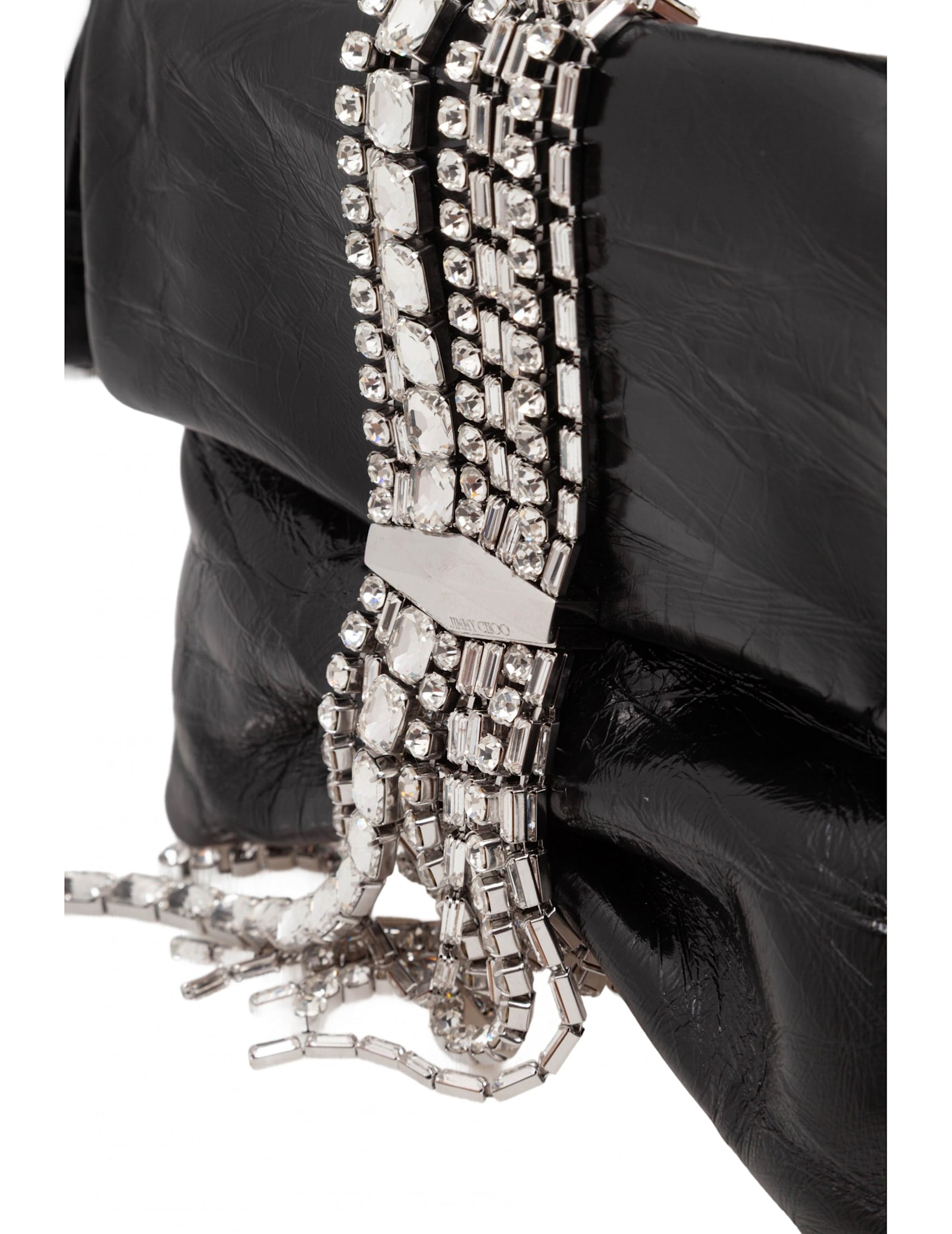 Jimmy Choo Zandra Clutch Bag In Black Metallic Leather In Multi