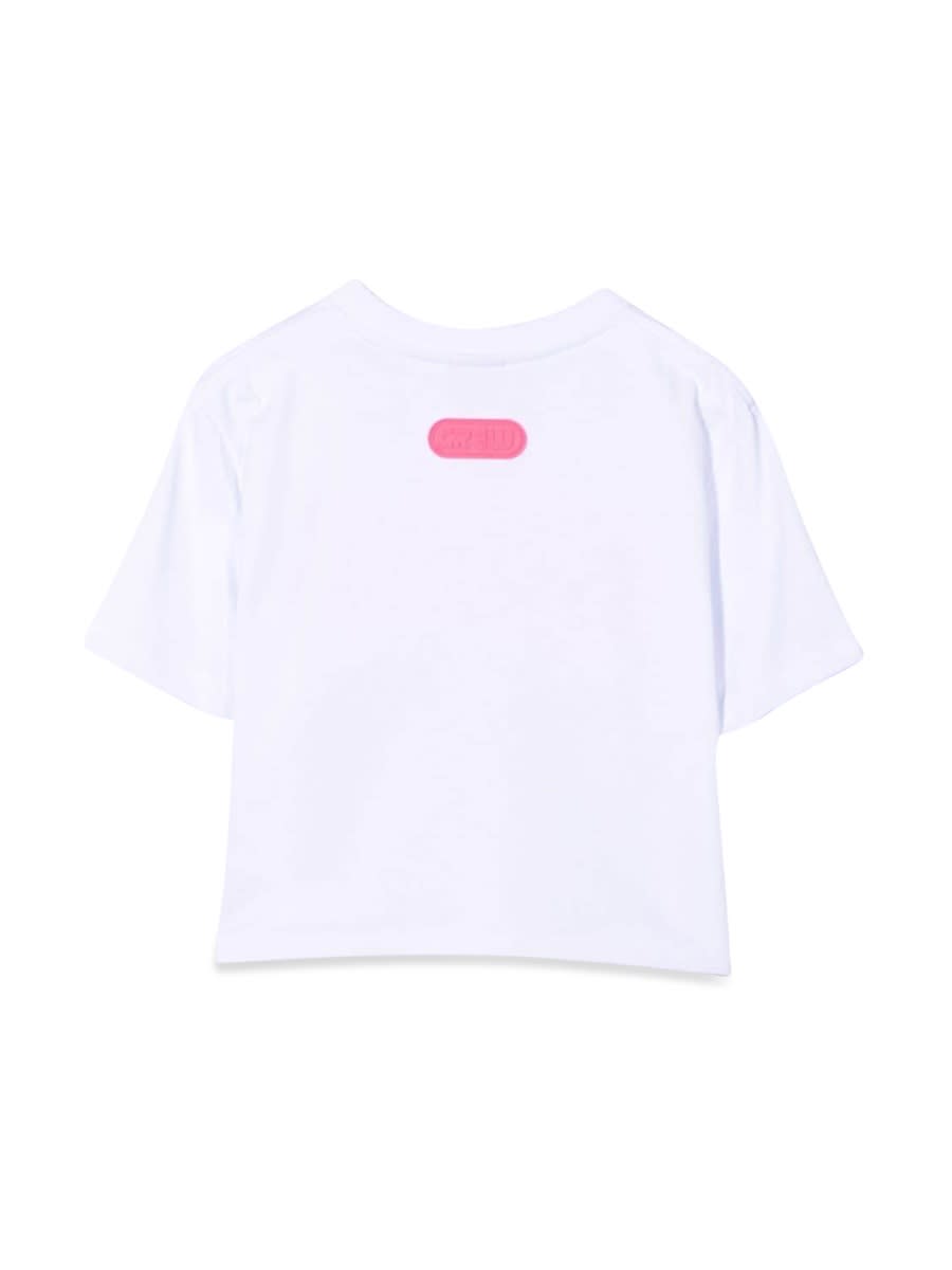 Shop Gcds Cropped Jersey T-shirt Girl In White