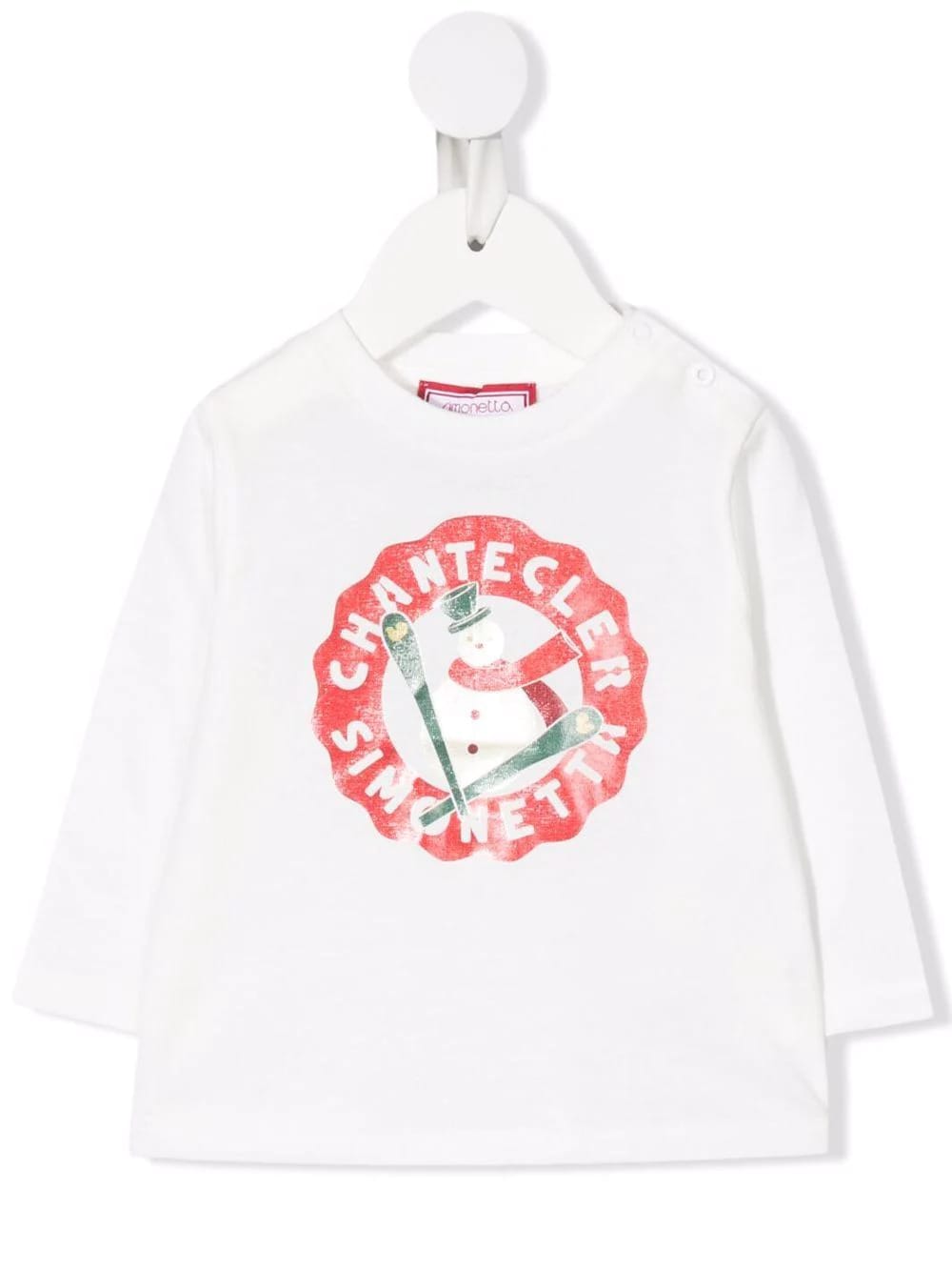 Simonetta Kids White Long Sleeve T-shirt With Snowman Print