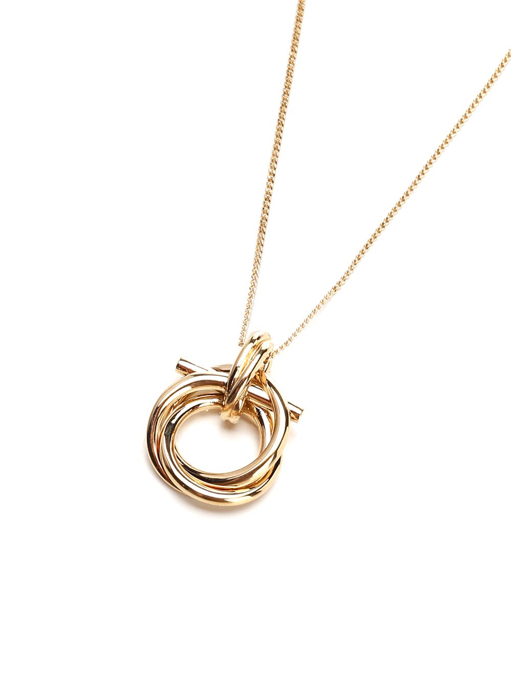 Shop Ferragamo Gancini Pendant Necklace In Gold