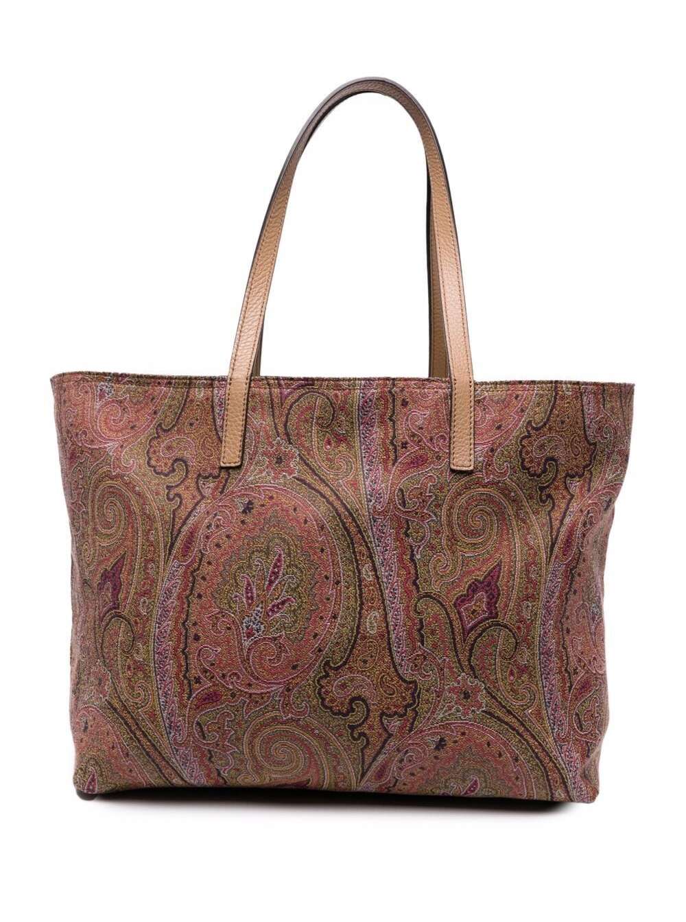 Etro Reversible Tote Leather Shoulder Bag With Paisley Print