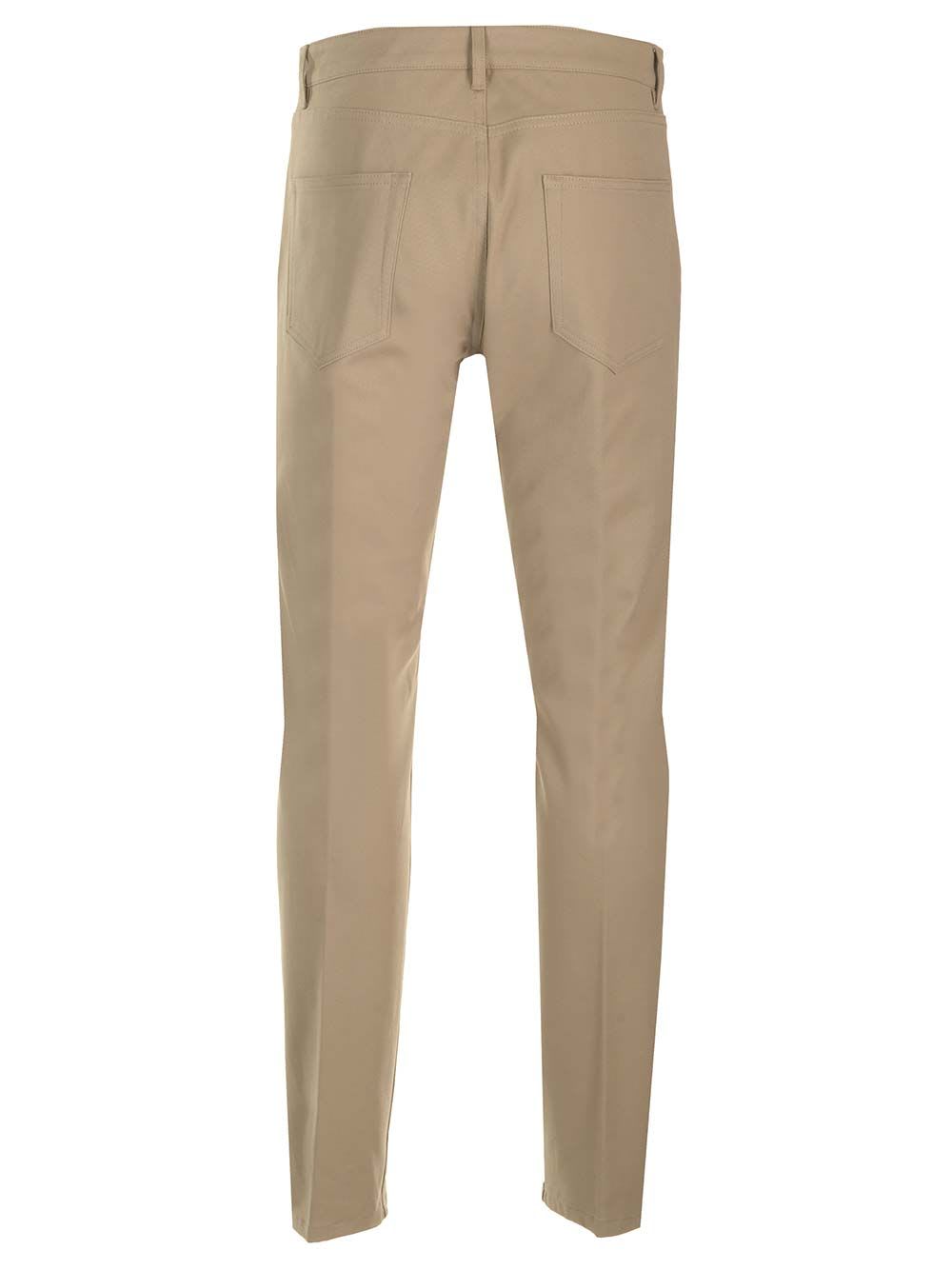 Shop Lardini Slim Fit Cotton Trousers In Beige