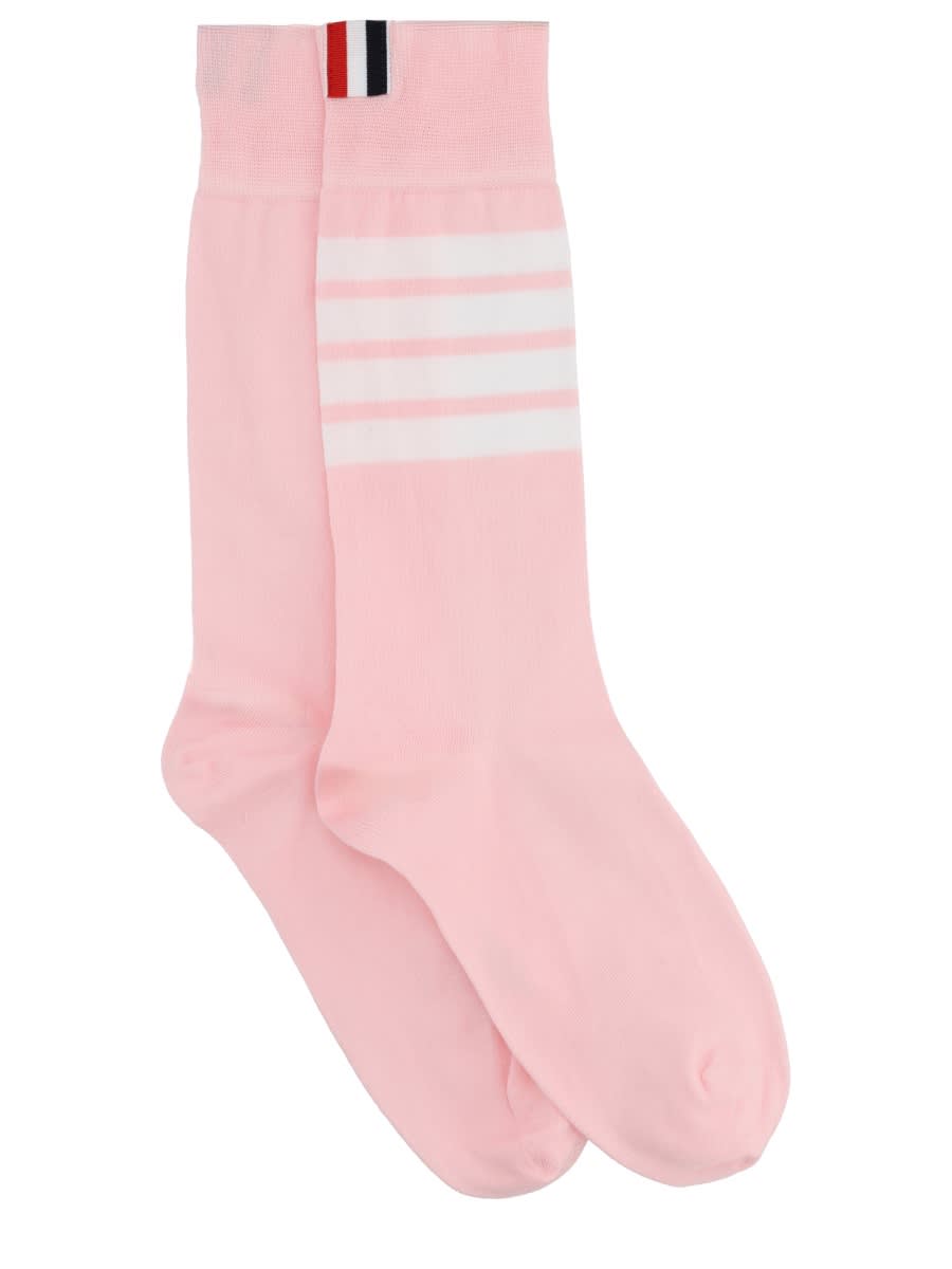 Thom Browne 4-bar Cotton Socks In Pink