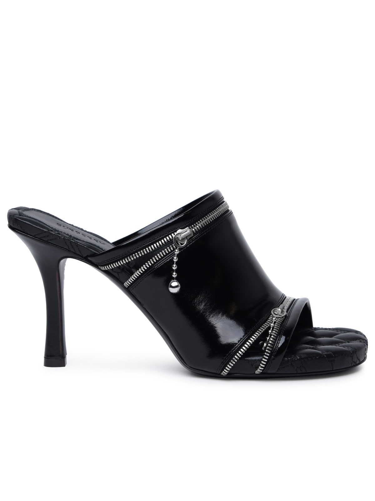 peep Black Leather Sandals