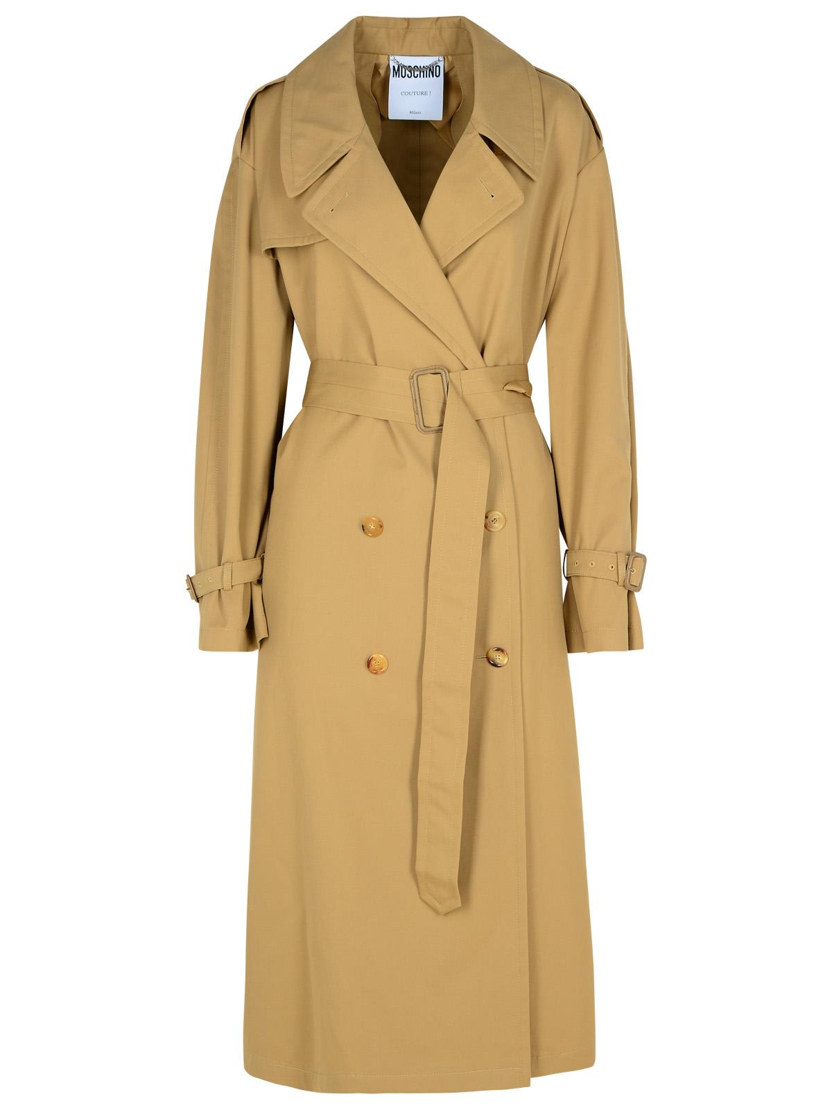 Shop Moschino Beige Polyester Blend Coat