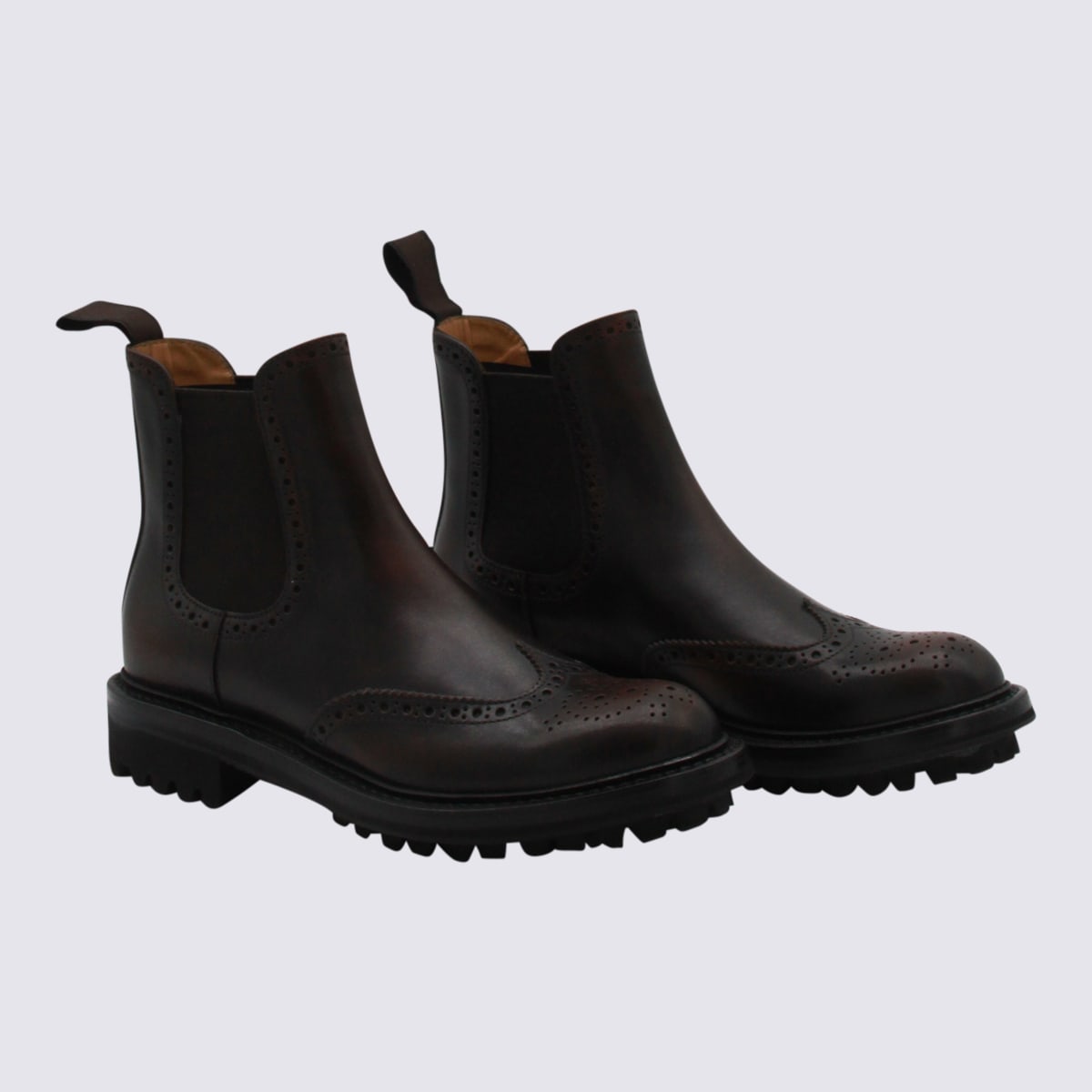 Church's Chunky Sole Ankle Boots With Brogue Detailing In Brown