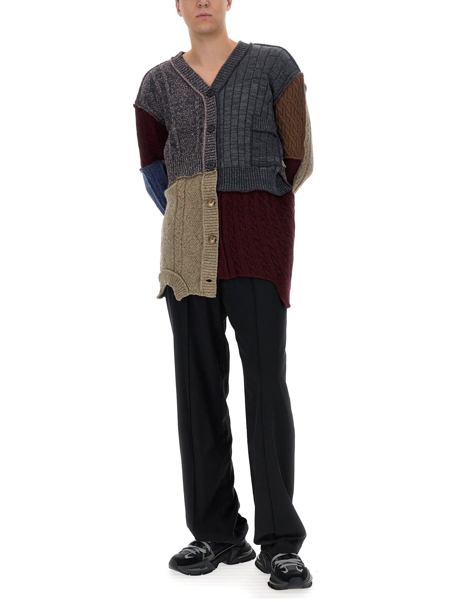 Dolce & Gabbana Patchwork Distressed Cardigan In Variante Abbinata